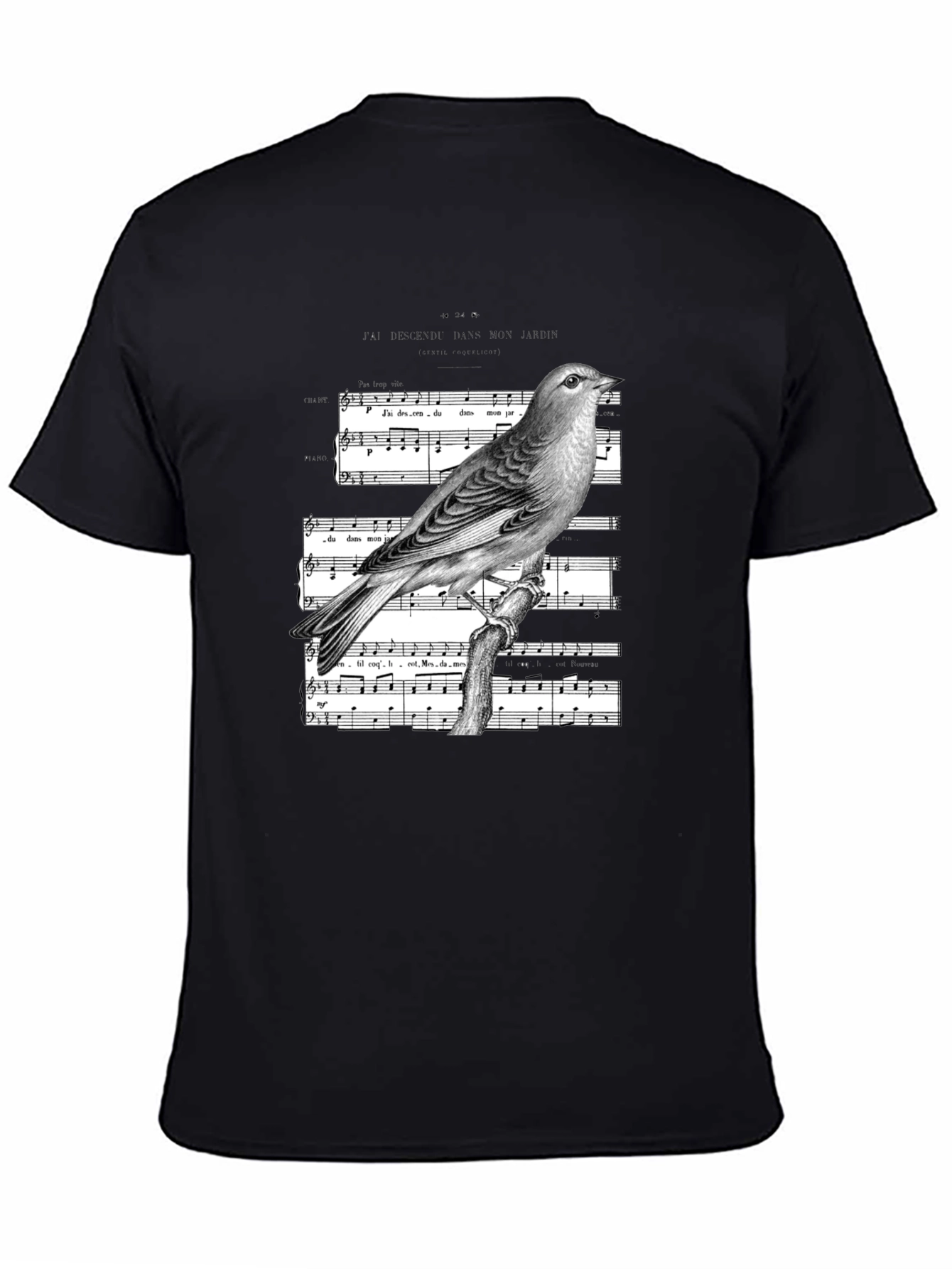 Black Bird on Sheet Music Graphic Tee - Classic Black view 4