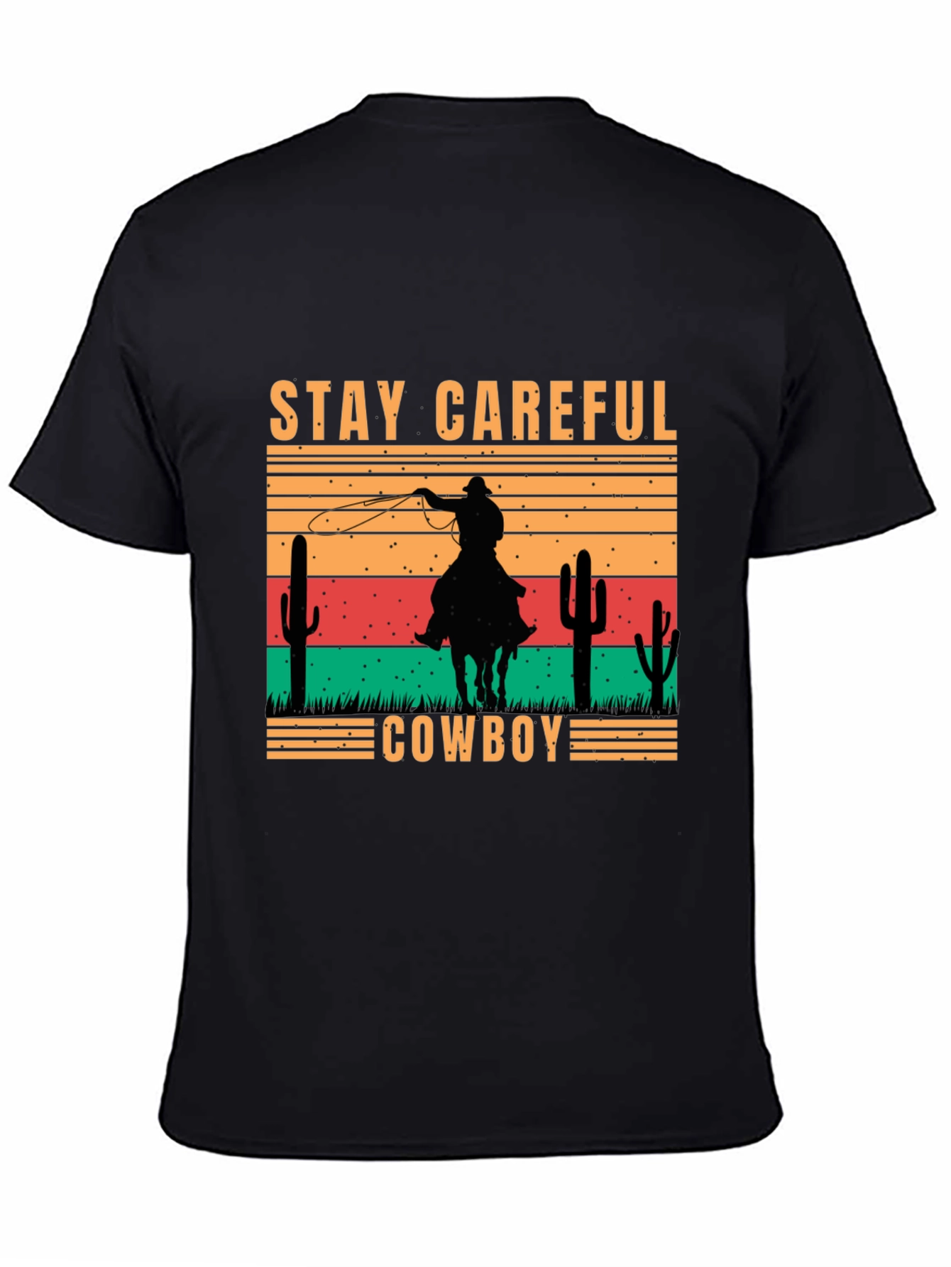 Black Stay Careful Cowboy Graphic Tee view 4