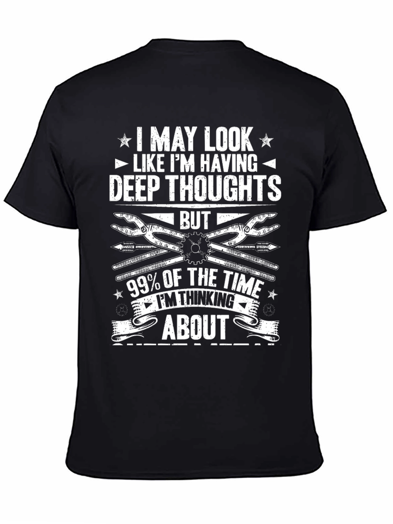 Black Deep Thoughts T-Shirt - Funny Mechanic Tee view 4