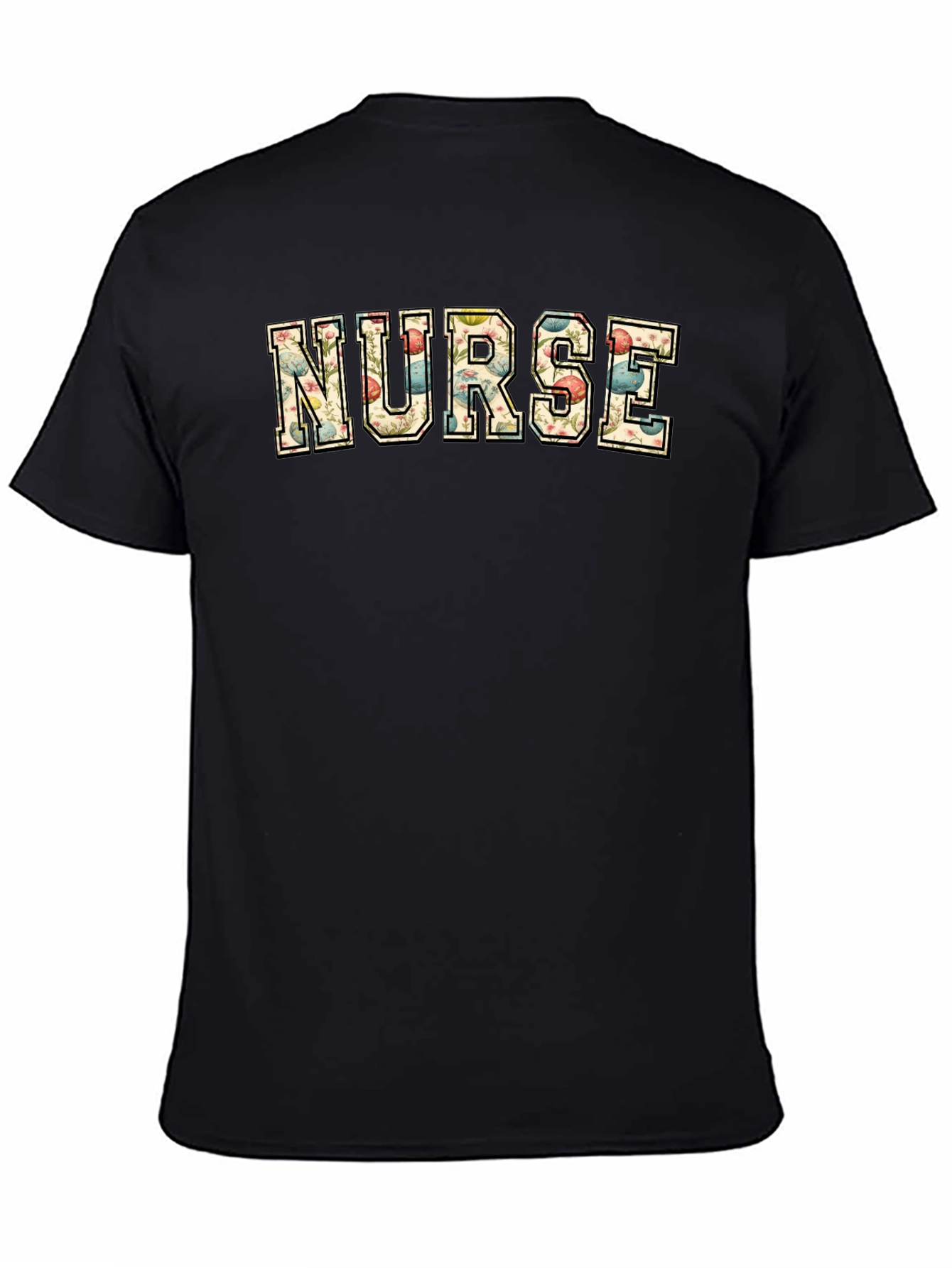Black Floral Nurse T-Shirt - Stylish Comfort view 4