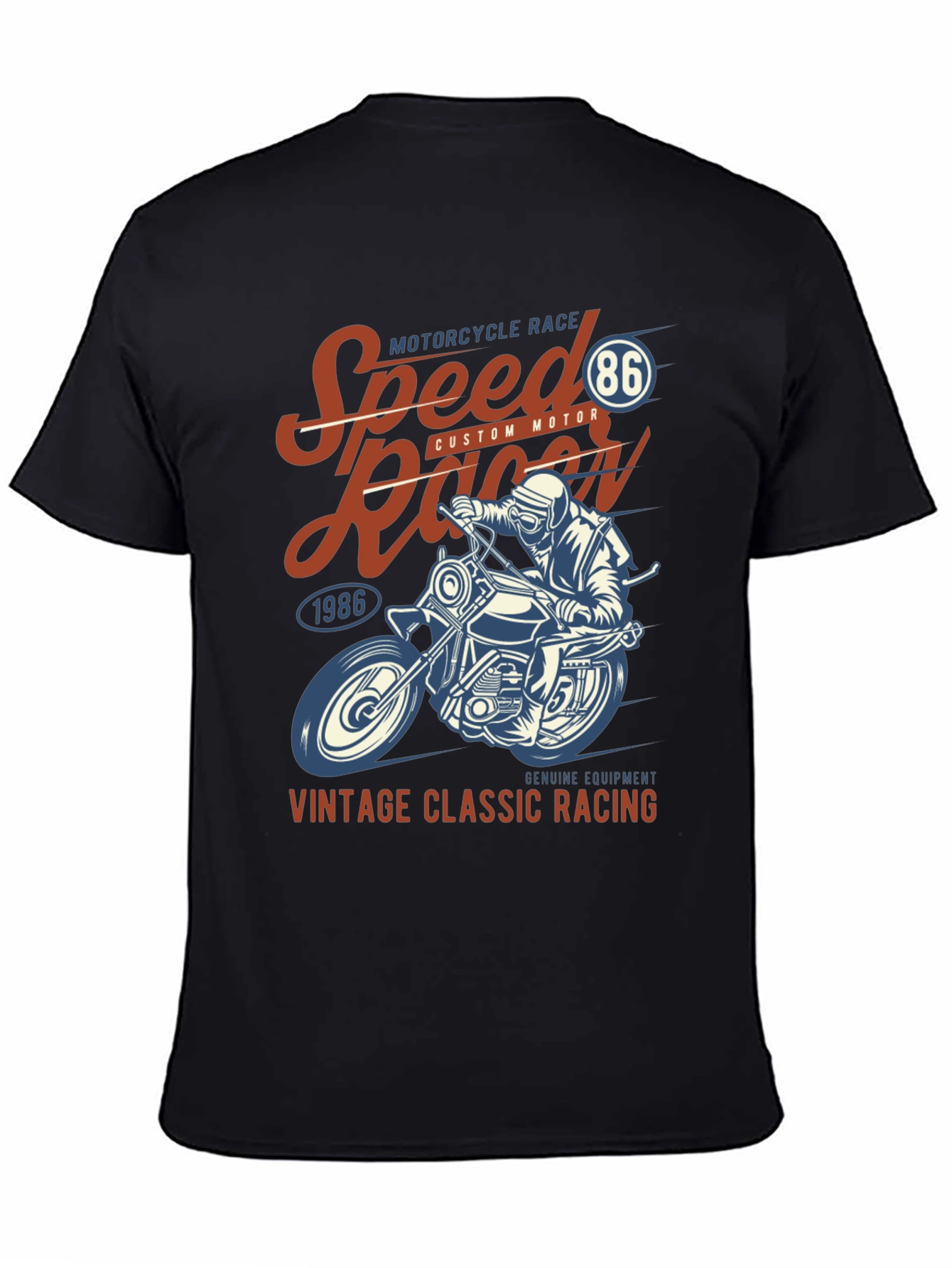 Black Vintage Motorcycle Racing Graphic T-Shirt view 4