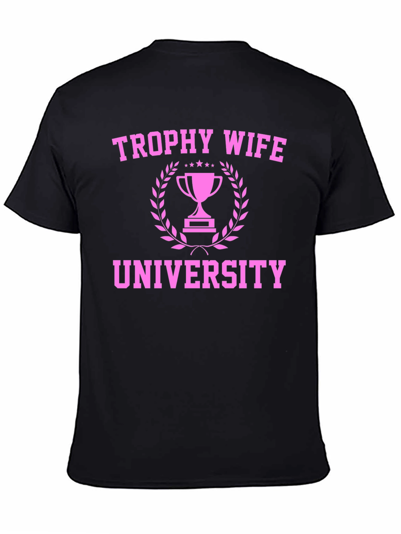 Black Trophy Wife University Graphic Tee - Black Cotton T-Shirt view 4