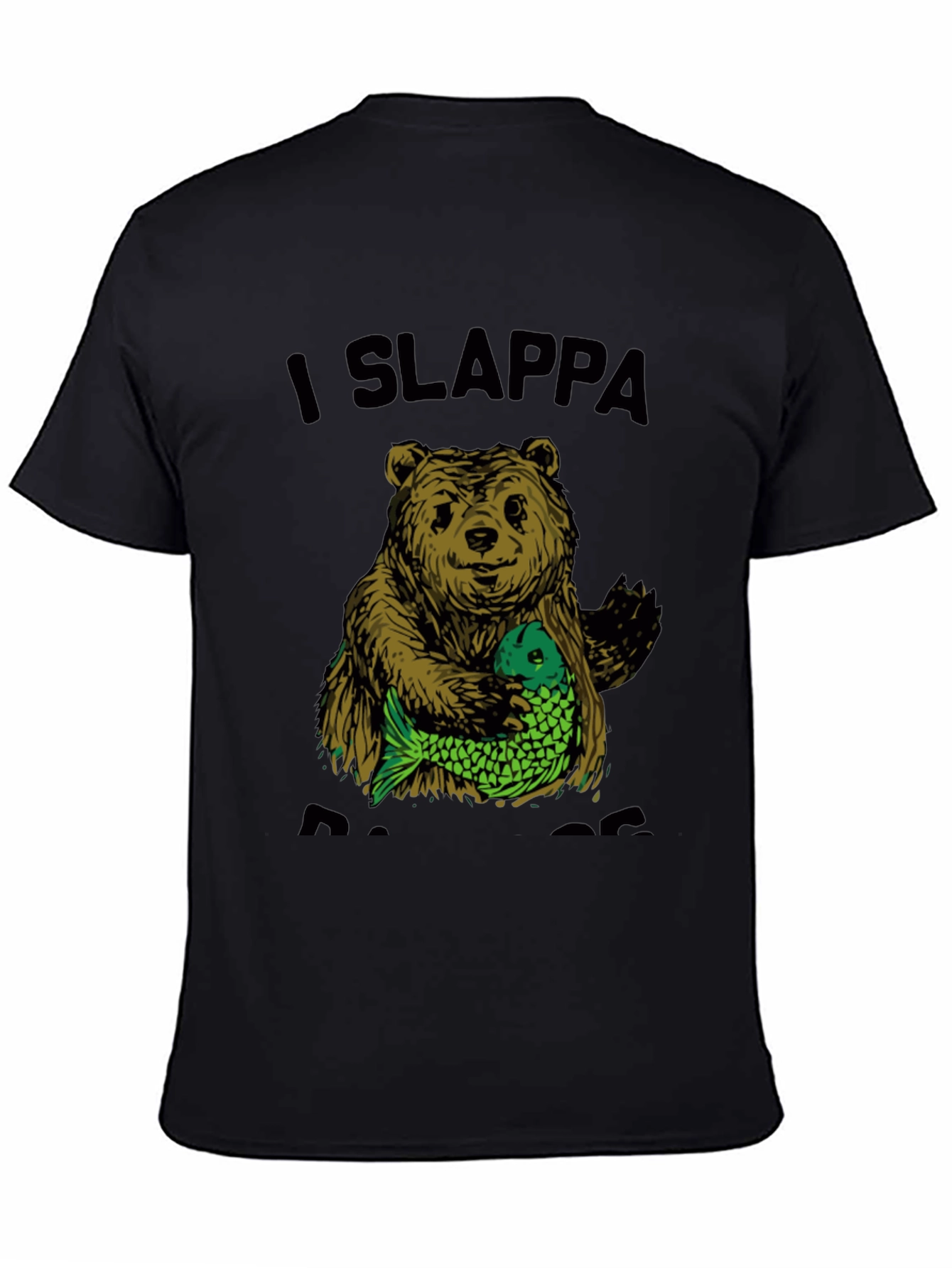Black I Slappa Da Bass Funny Bear Graphic T-Shirt view 4