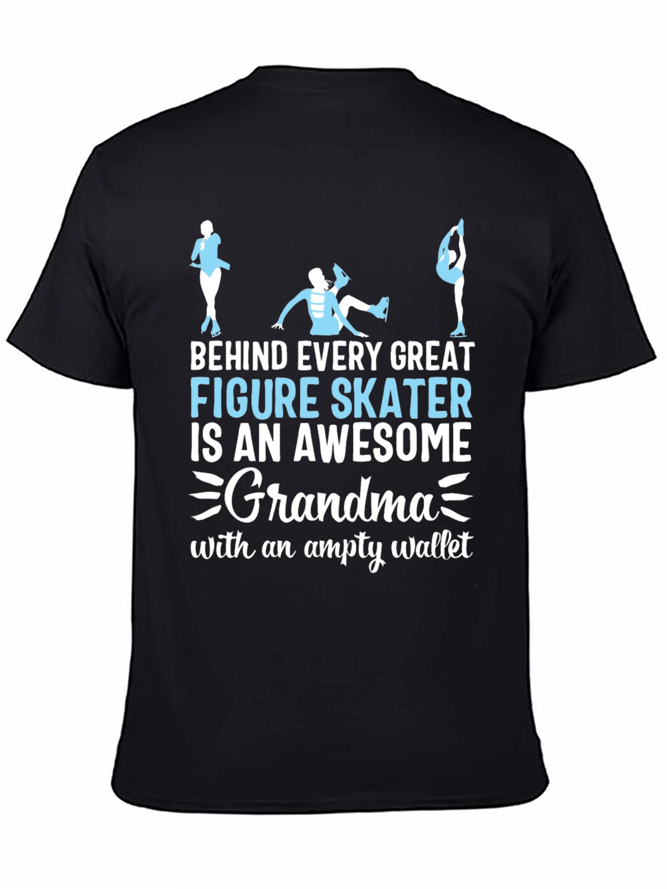 Black Awesome Grandma Figure Skater T-Shirt view 4