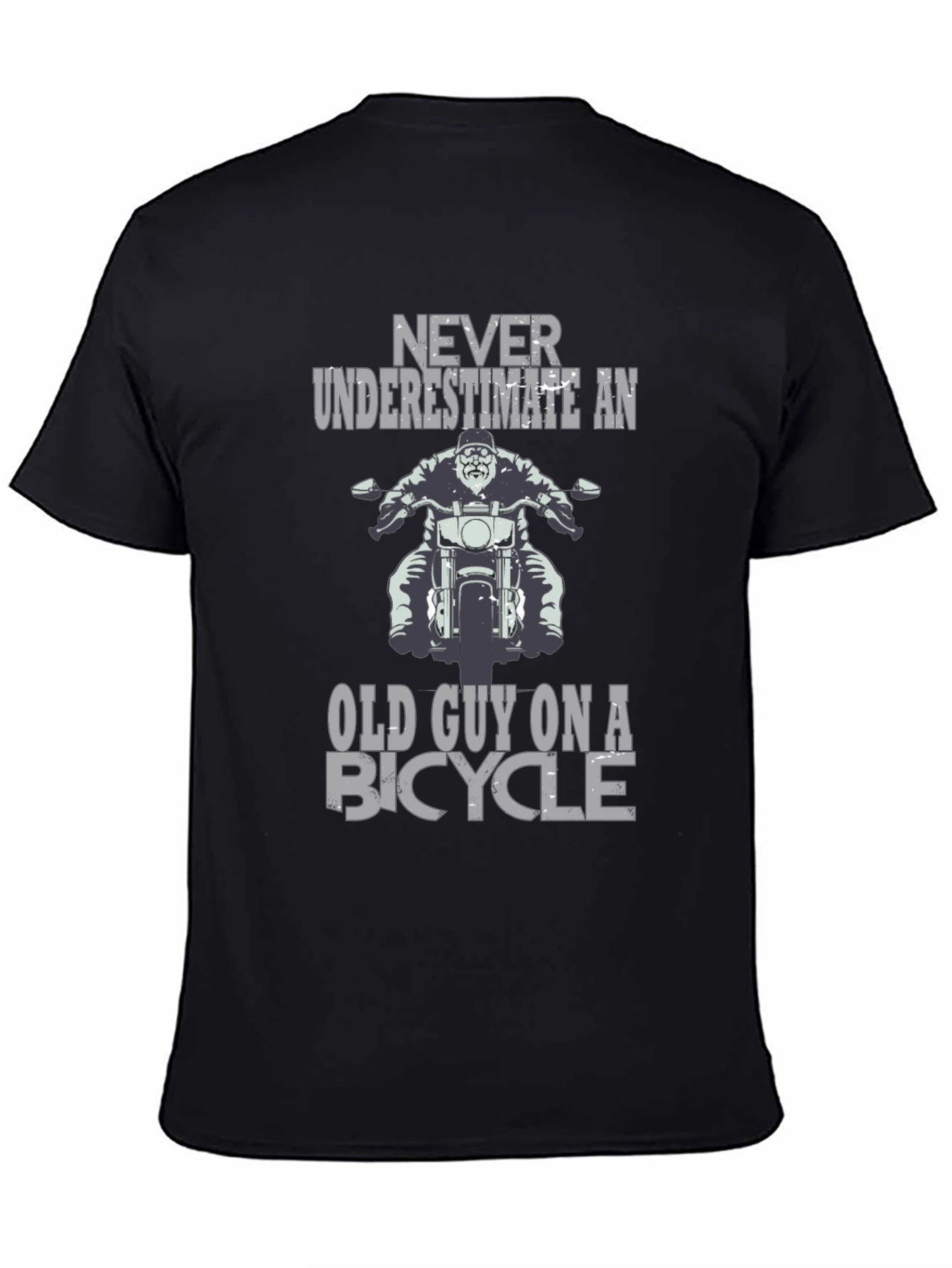 Black Never Underestimate Old Guy on a Bicycle Graphic T-Shirt view 4