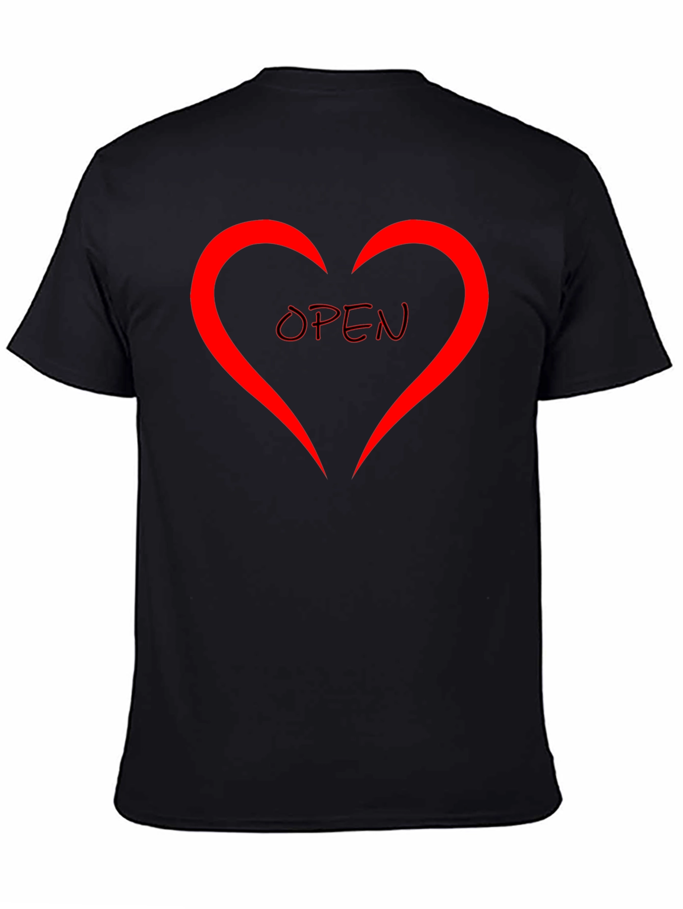 Black Open Heart Graphic Tee - Stylish Black Cotton Shirt view 4