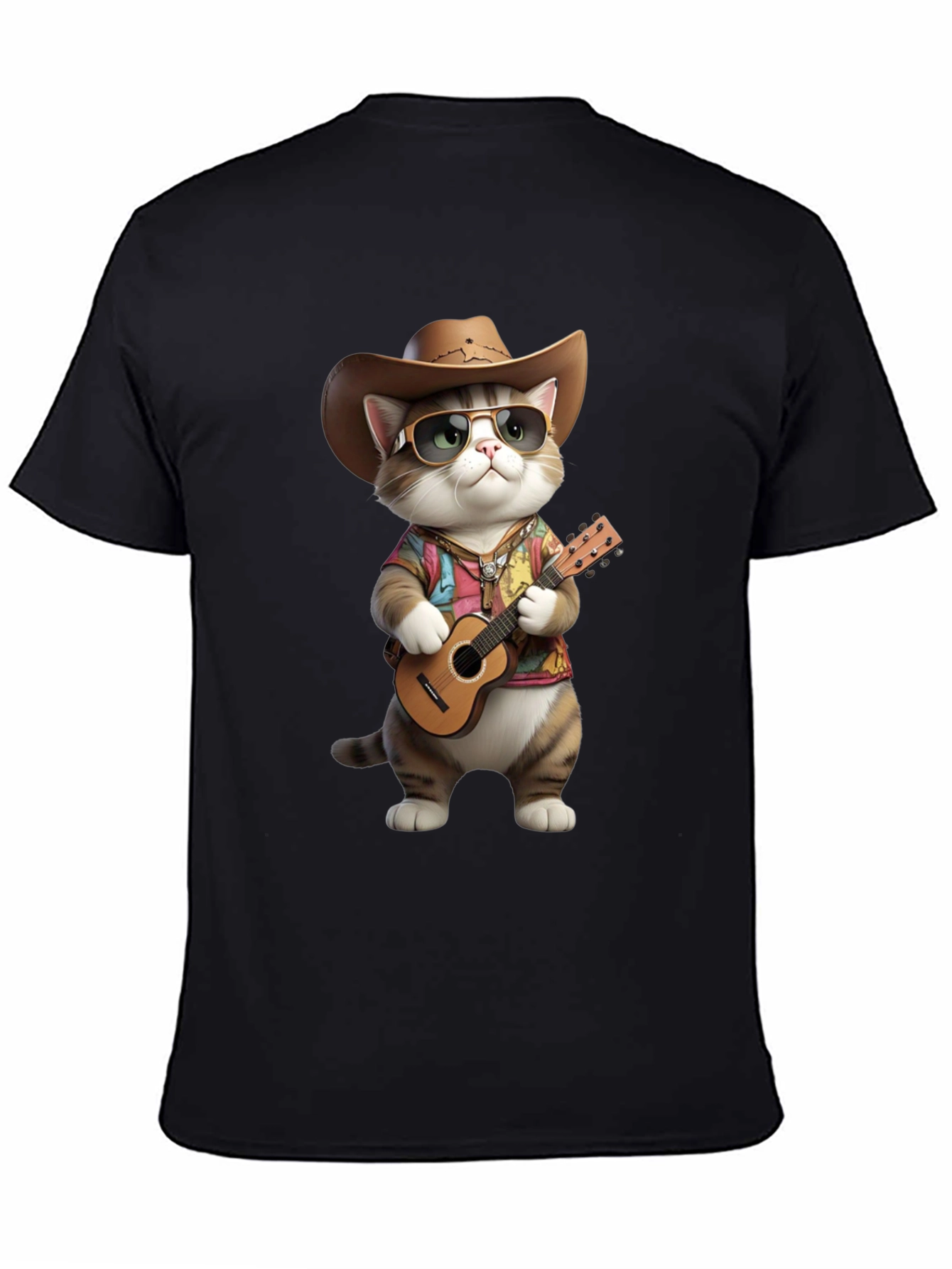 Black Cool Cat Cowboy T-Shirt view 4