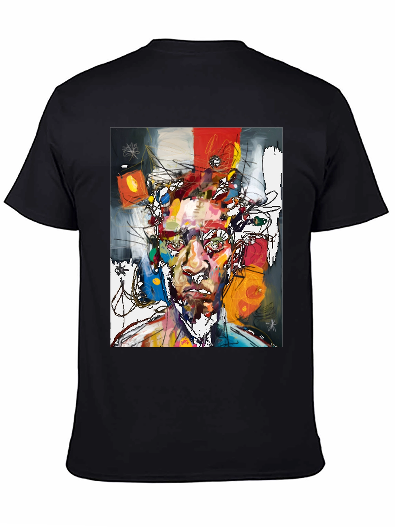 Black Abstract Art Portrait T-Shirt - Modern Graphic Tee view 4