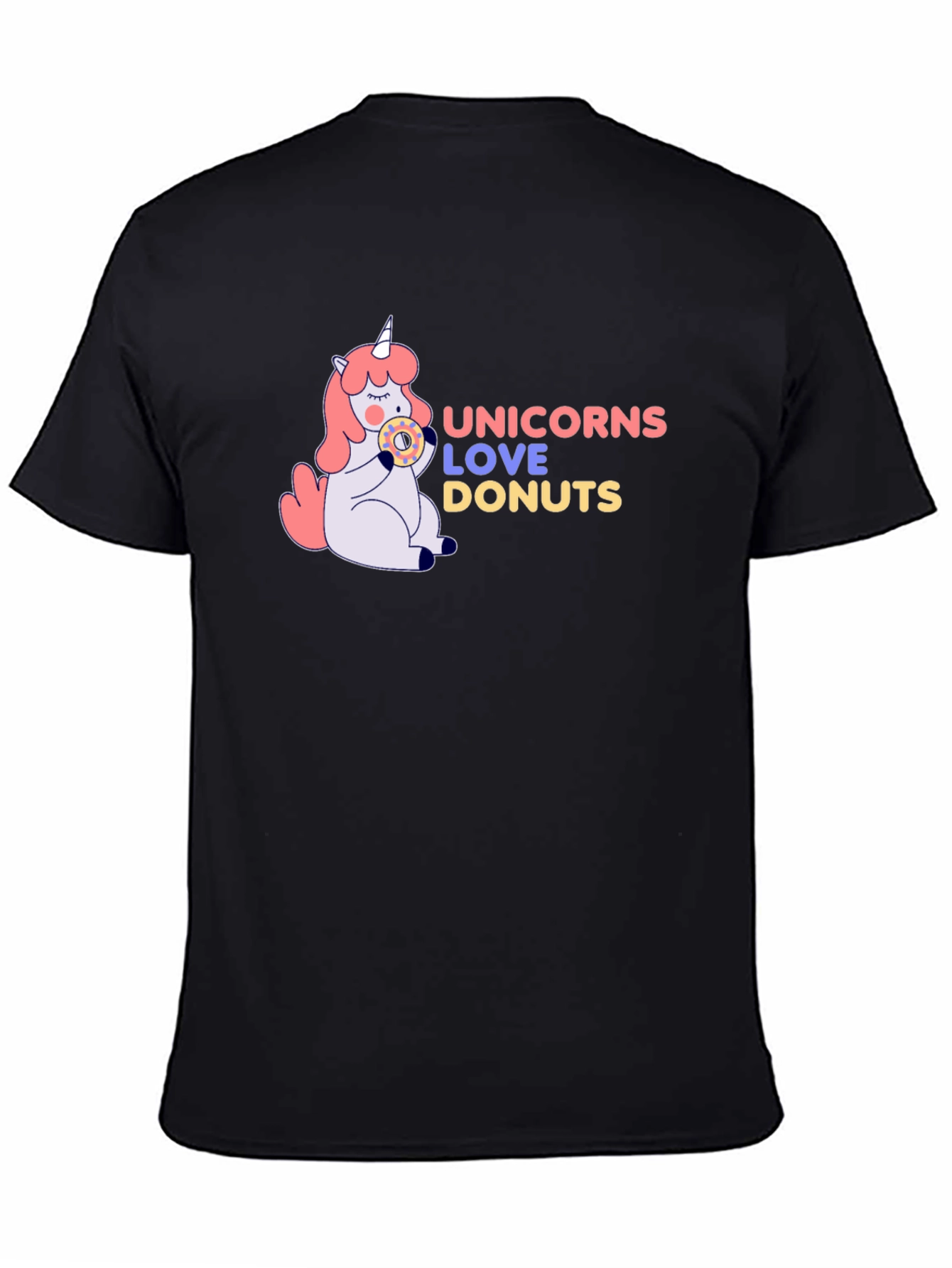 Black Unicorns Love Donuts Graphic T-Shirt view 4