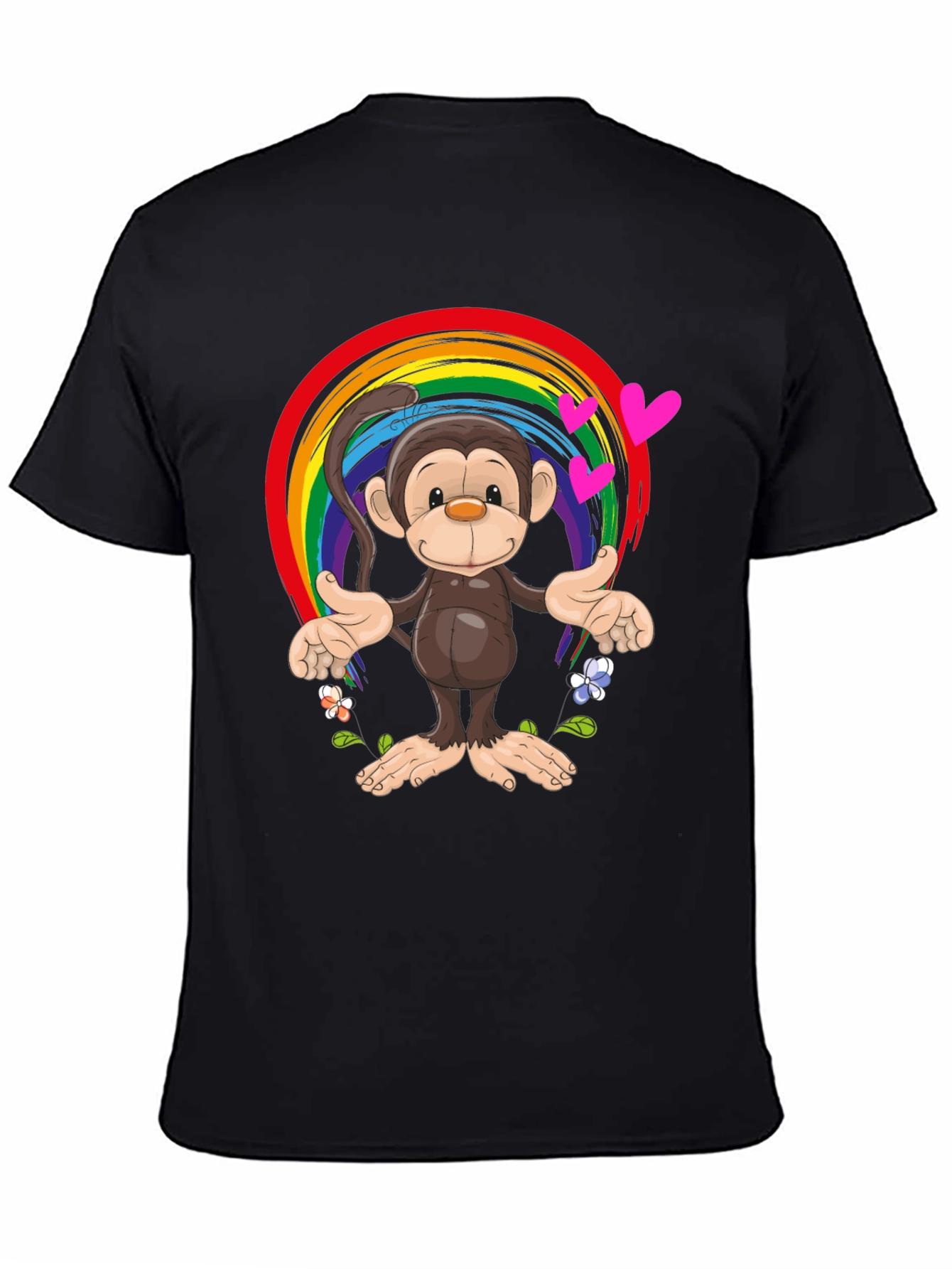 Black Rainbow Monkey Graphic Tee - Soft Cotton Blend view 4