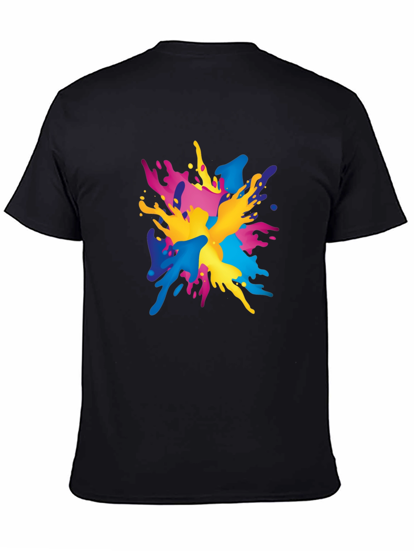 Black Colorful Splash Graphic Print Black T-Shirt view 4