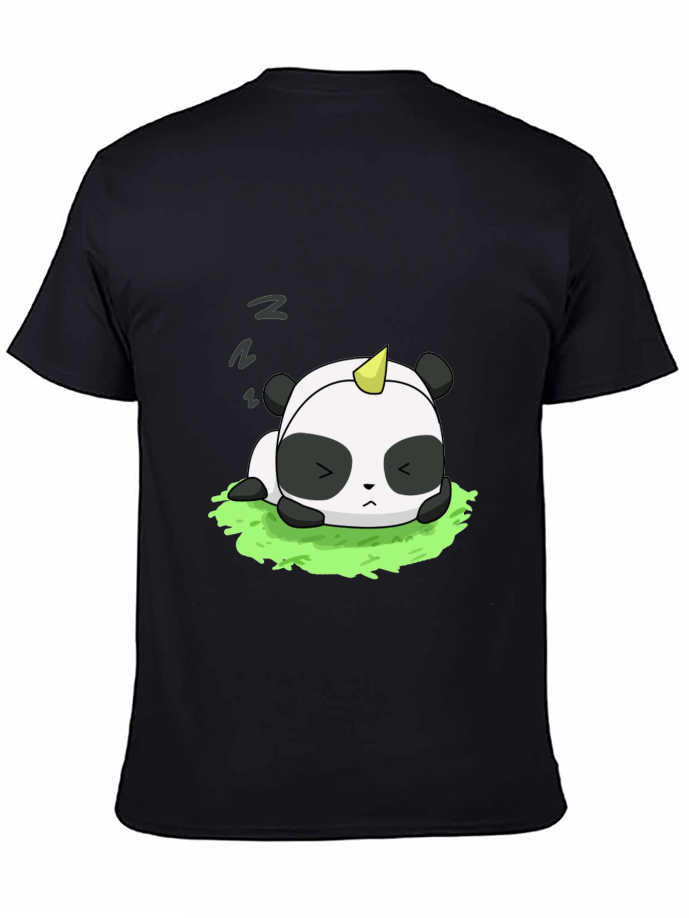 Black Cute Panda Unicorn Black T-Shirt view 4