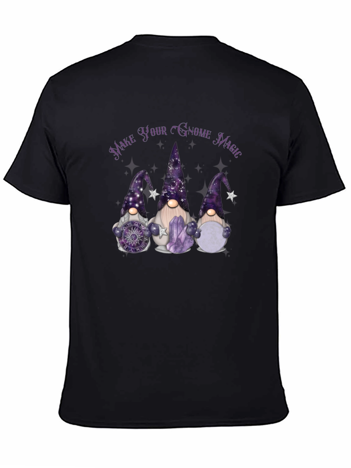 Black Gnome Magic T-Shirt - Unique Graphic Tee view 4