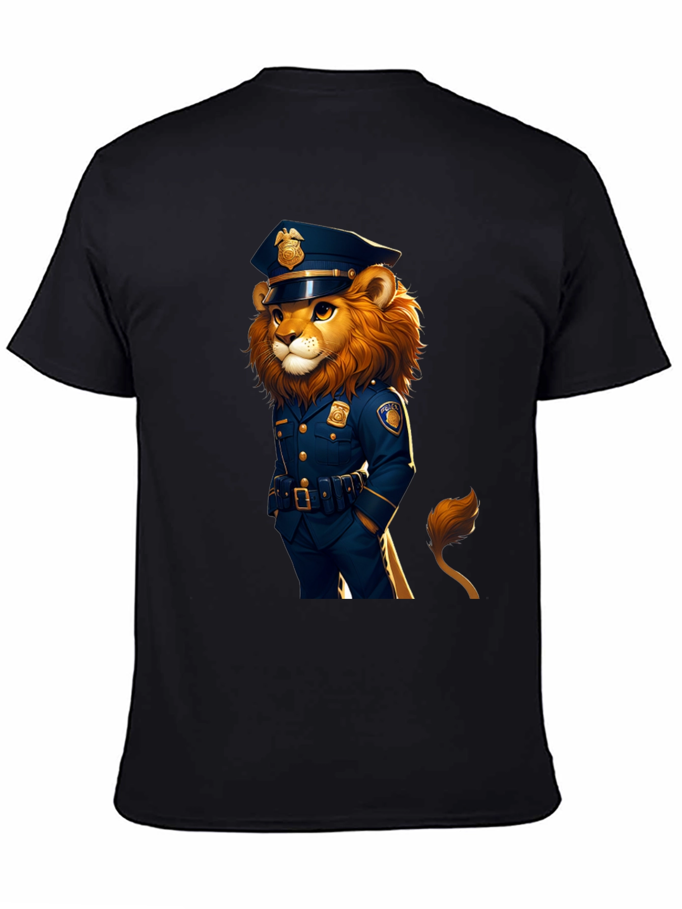Black Lion Police Officer Graphic Tee view 4