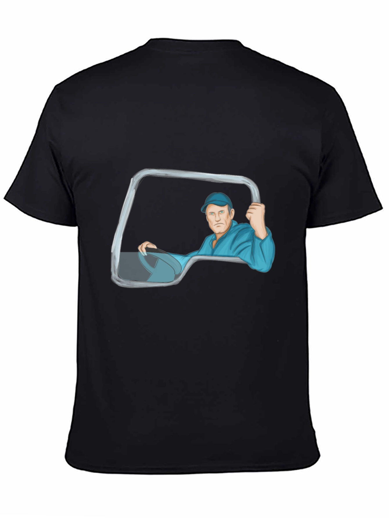 Black Trucker Cartoon Graphic T-Shirt view 4