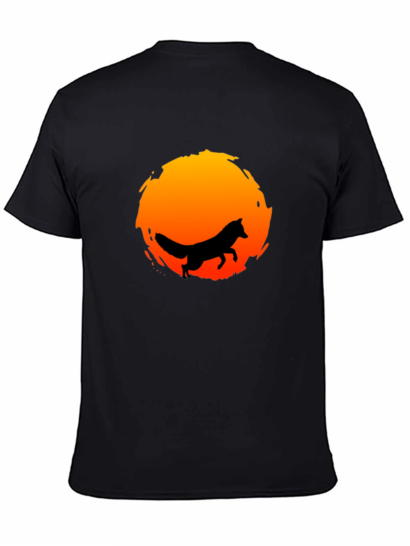 Black Fox Silhouette Sunset Graphic Tee - Stylish & Unique view 4