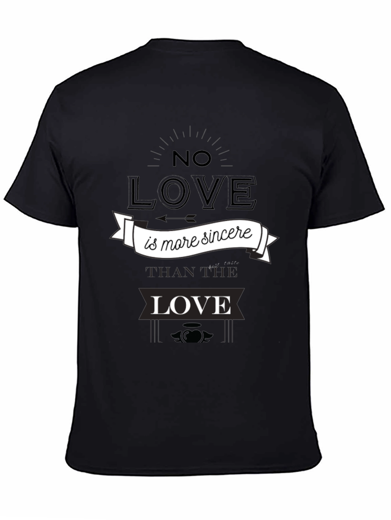 Black Sincere Love Graphic Tee - Black Cotton T-Shirt view 4