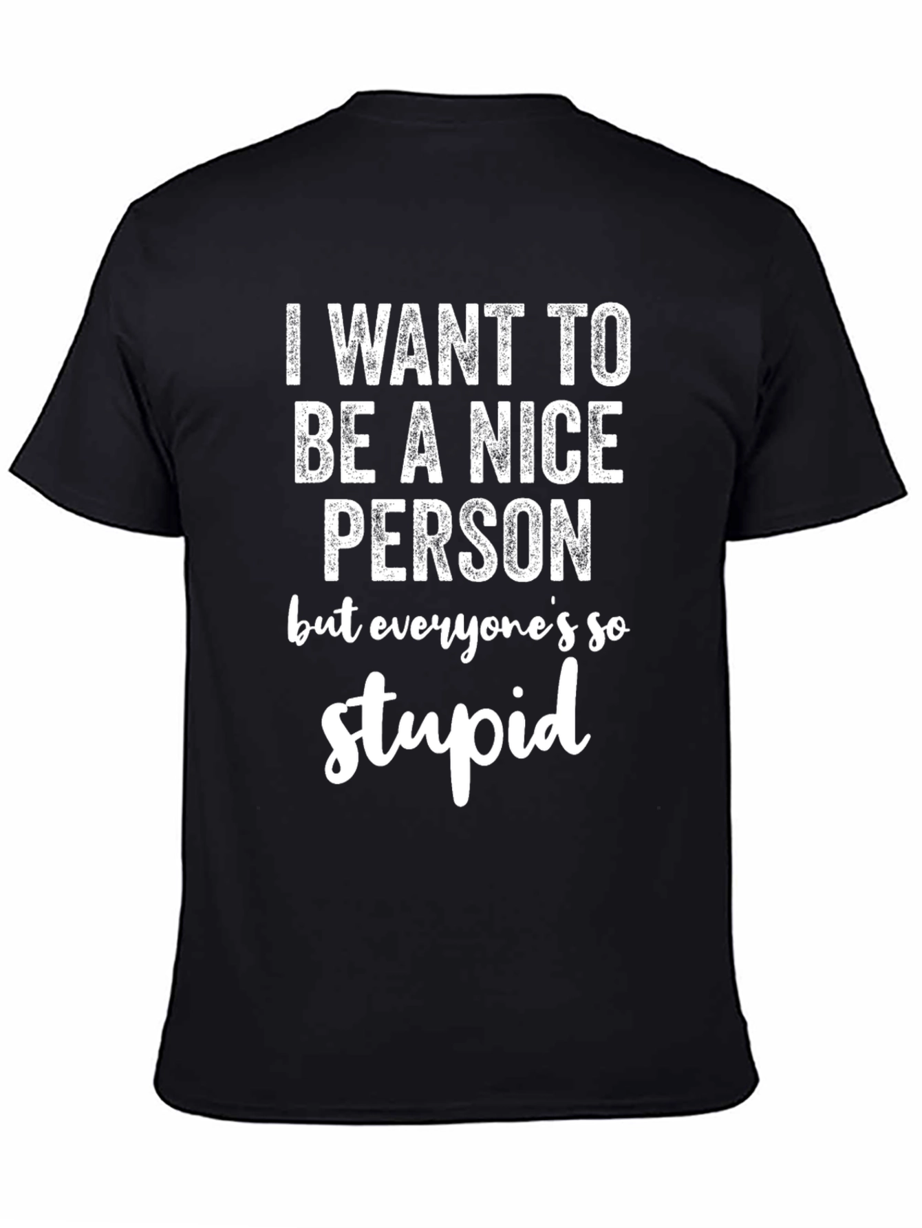 Black Funny Graphic Tee - Nice Person, Stupid Quote view 4