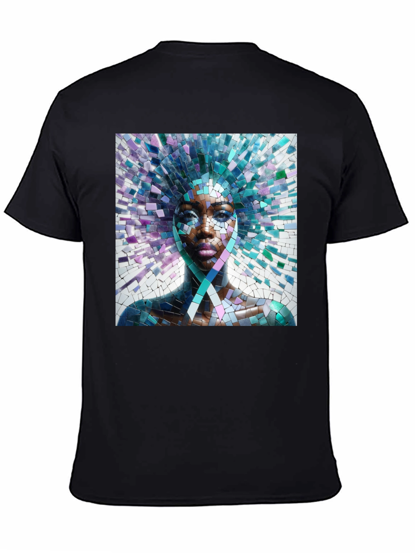 Black Mosaic Woman Graphic Tee - Stylish Unisex T-Shirt view 4