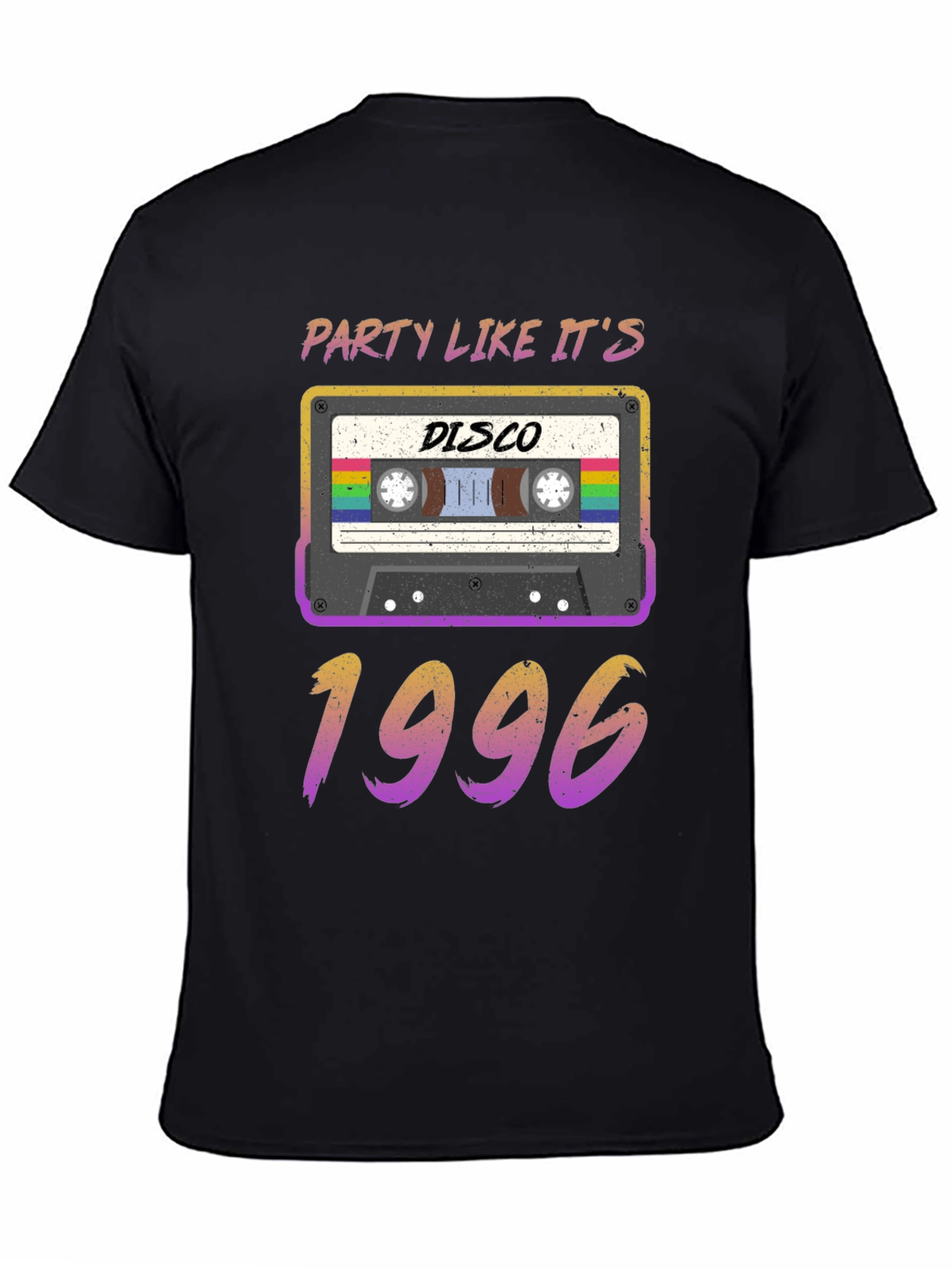Black Party Like It's 1996 Disco Cassette Tape T-Shirt view 4