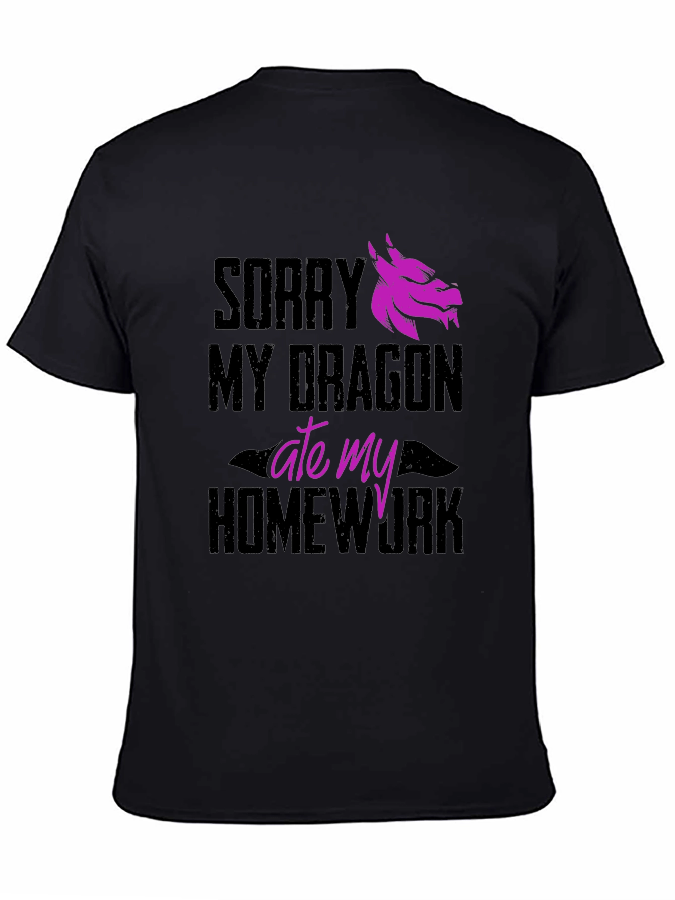 Black Dragon Ate My Homework Funny Graphic Tee view 4