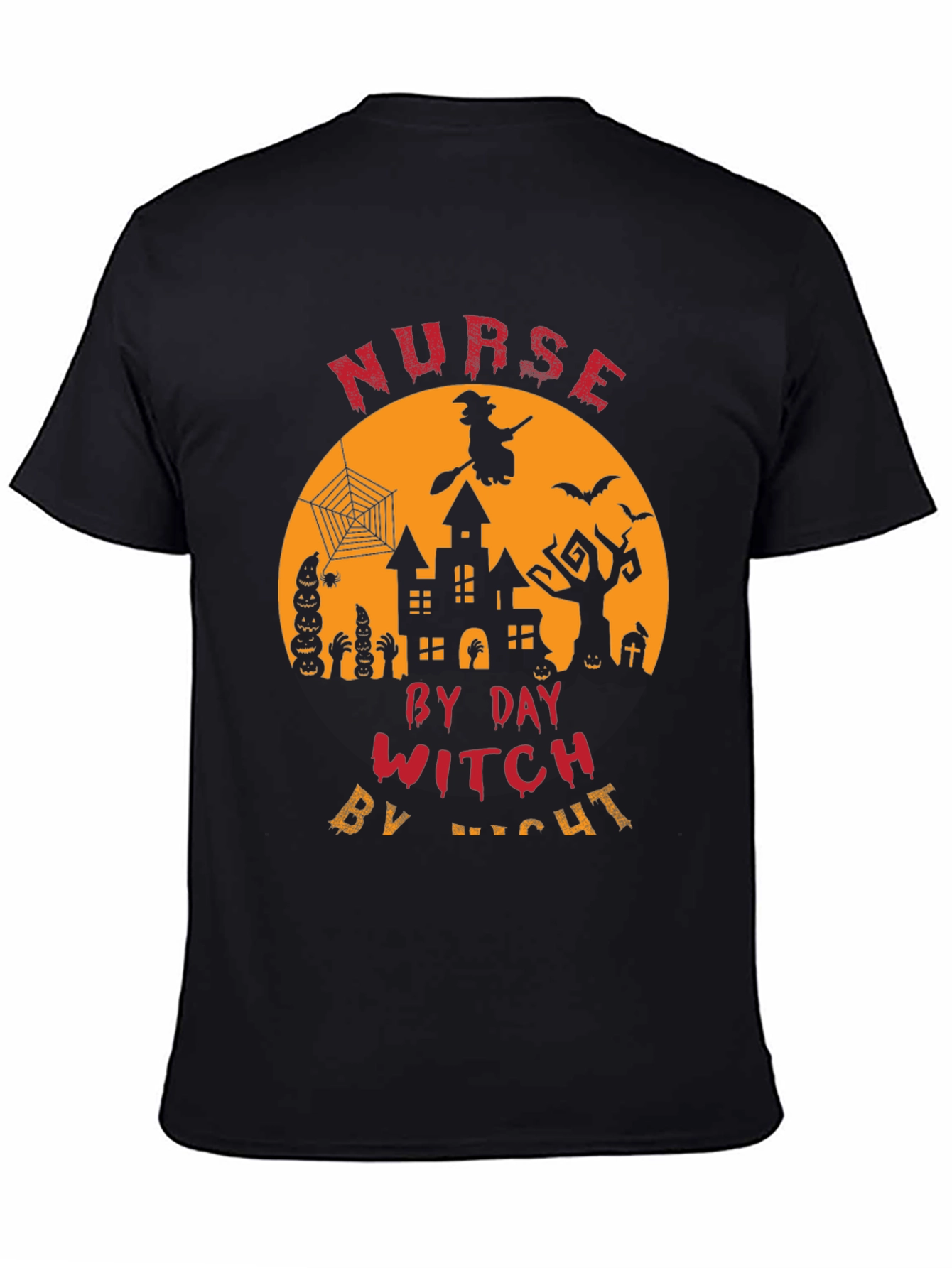 Black Nurse Witch Halloween T-Shirt view 4
