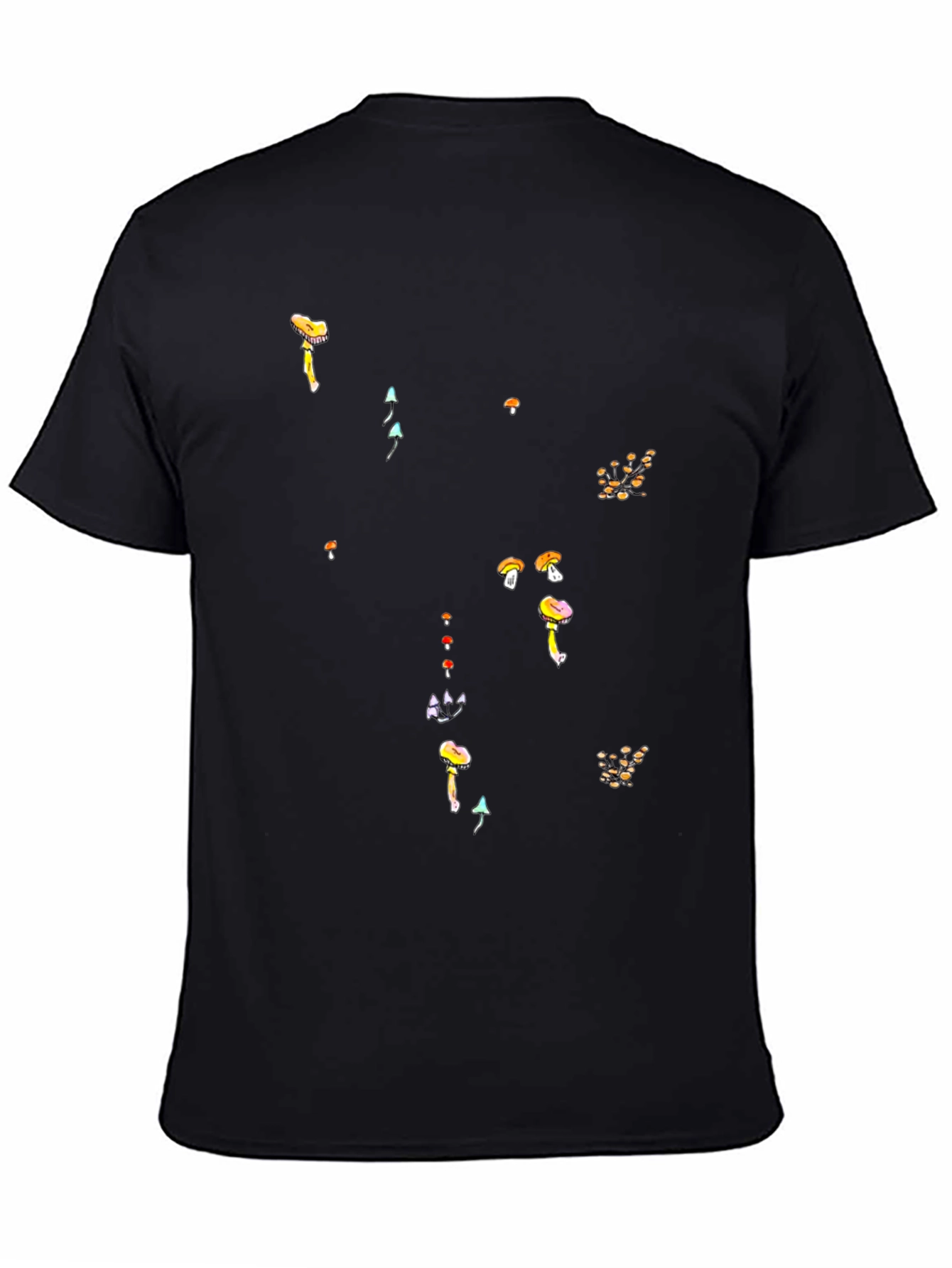 Black Mushroom Print Black T-Shirt - Funky Casual Style view 4