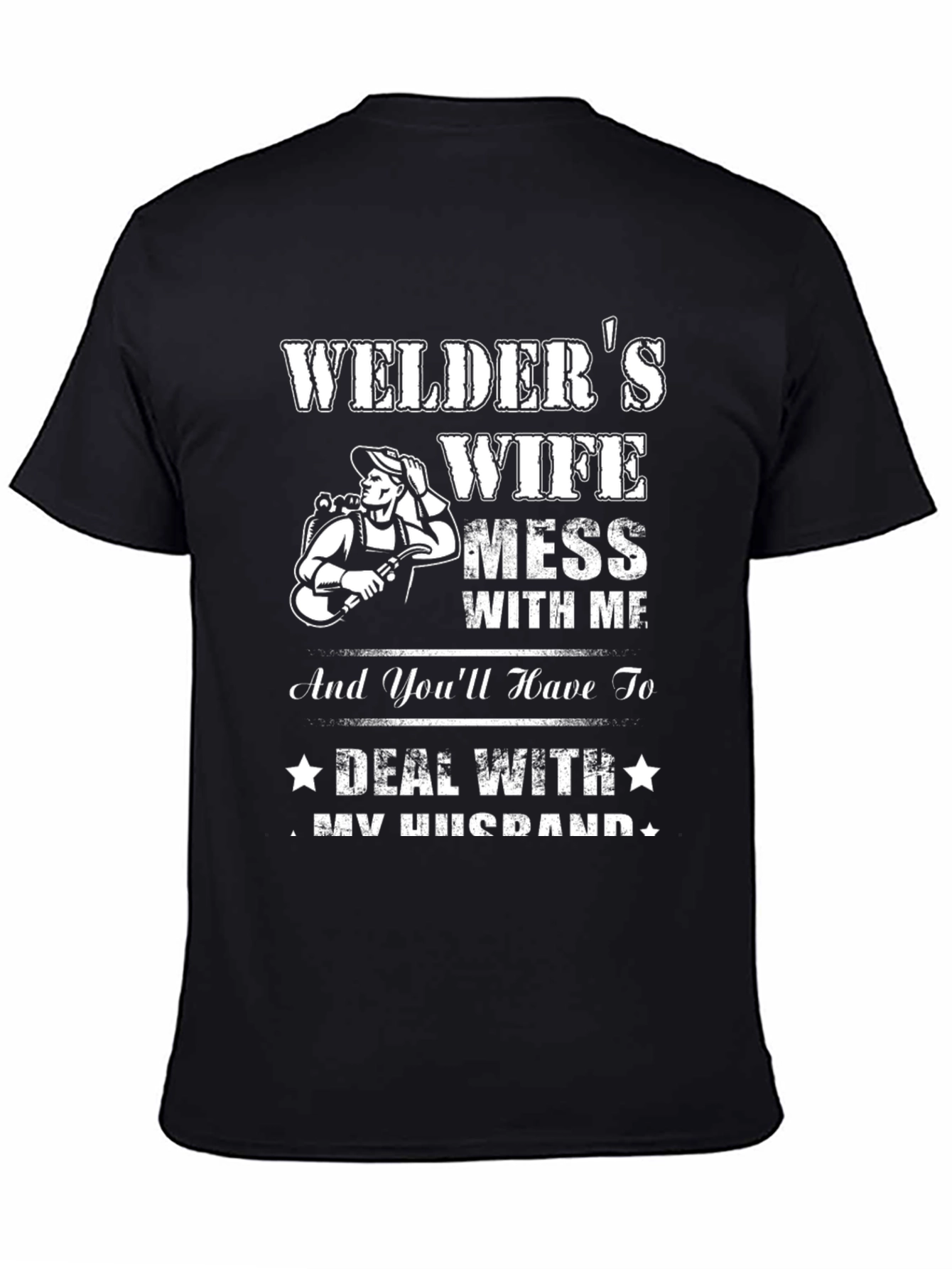 Black Welder's Wife Graphic Tee - Black Cotton Blend T-Shirt view 4