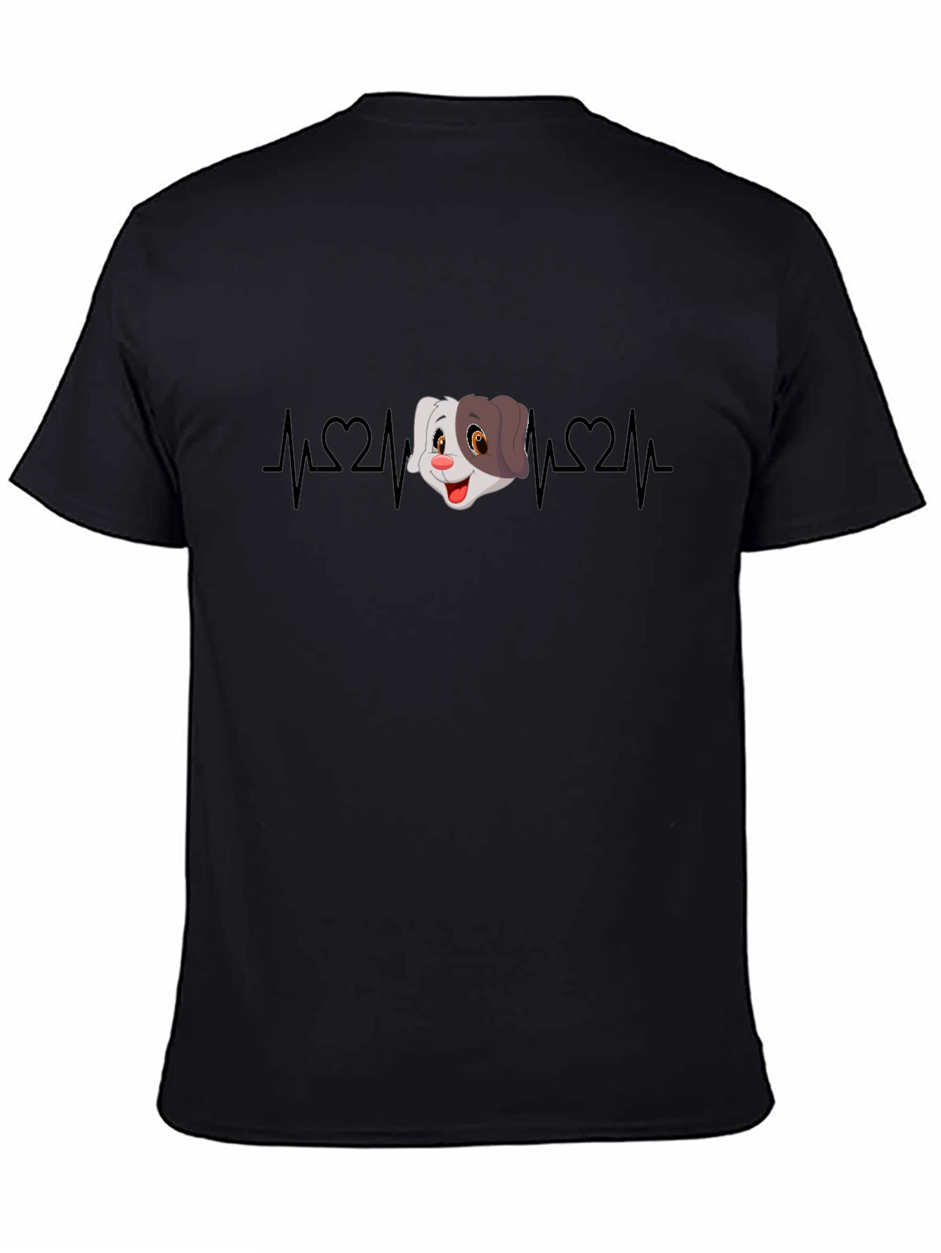 Black Cartoon Dog Heartbeat Graphic Tee view 4