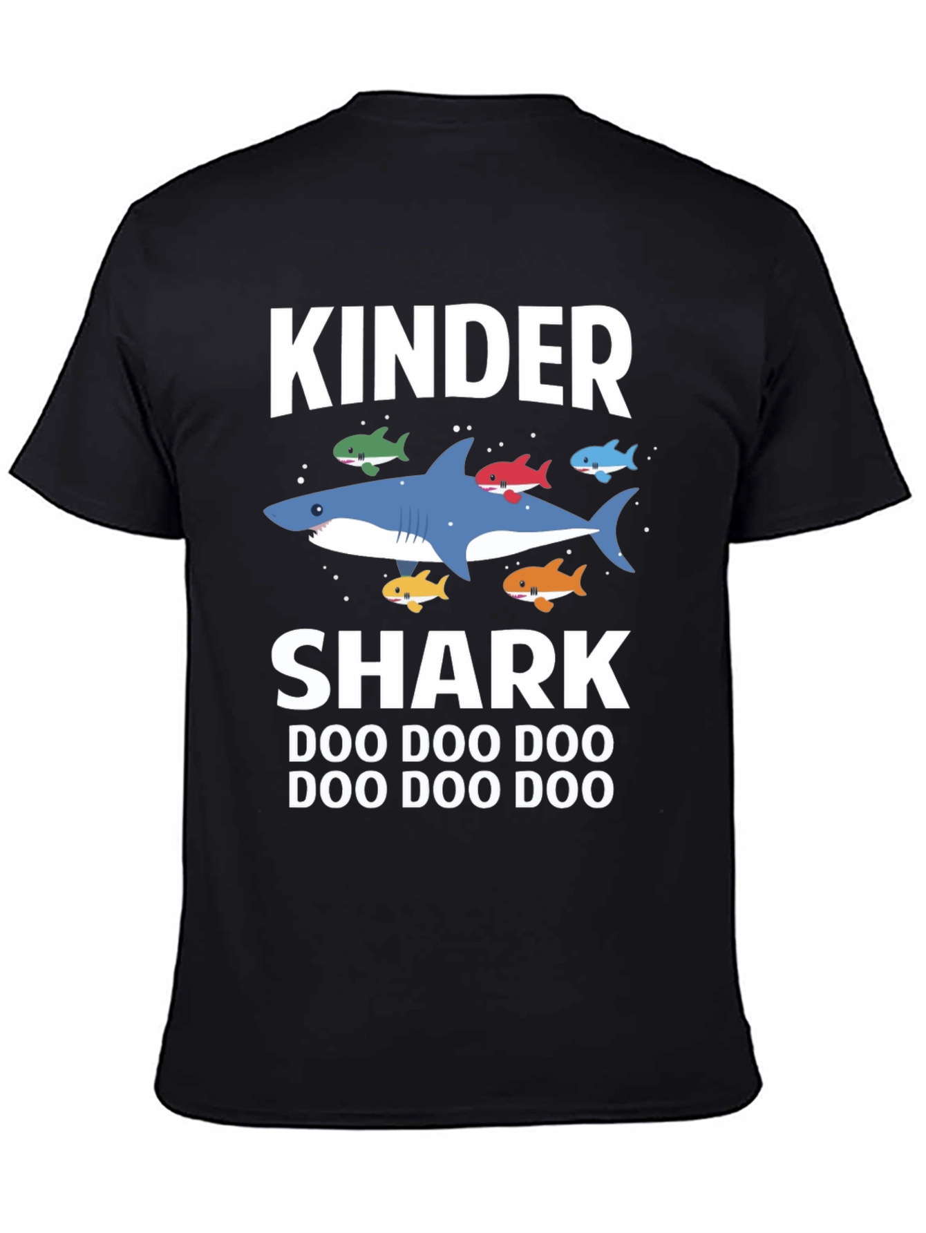Black Kinder Shark Doo Doo Doo T-Shirt view 4