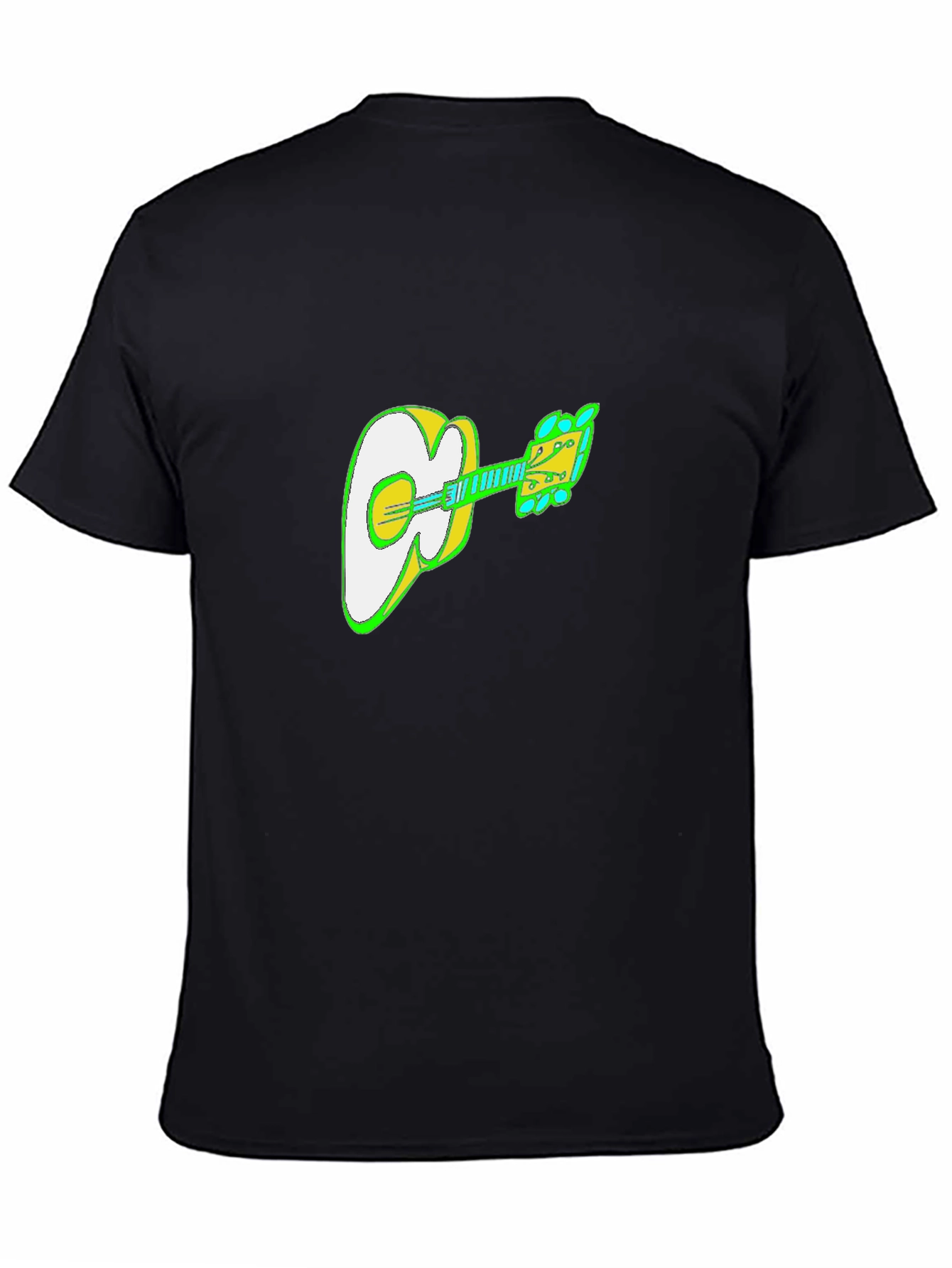 Black Guitar Graphic Black T-Shirt view 4