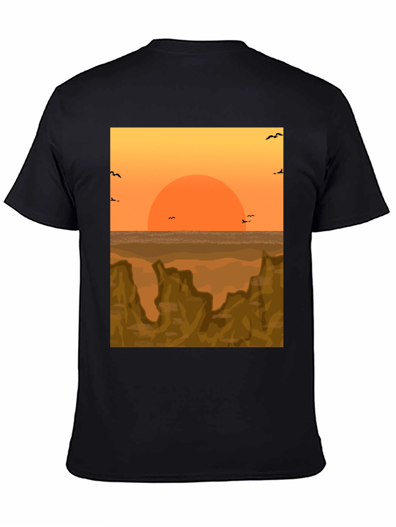 Black Sunset Landscape Graphic Tee view 4