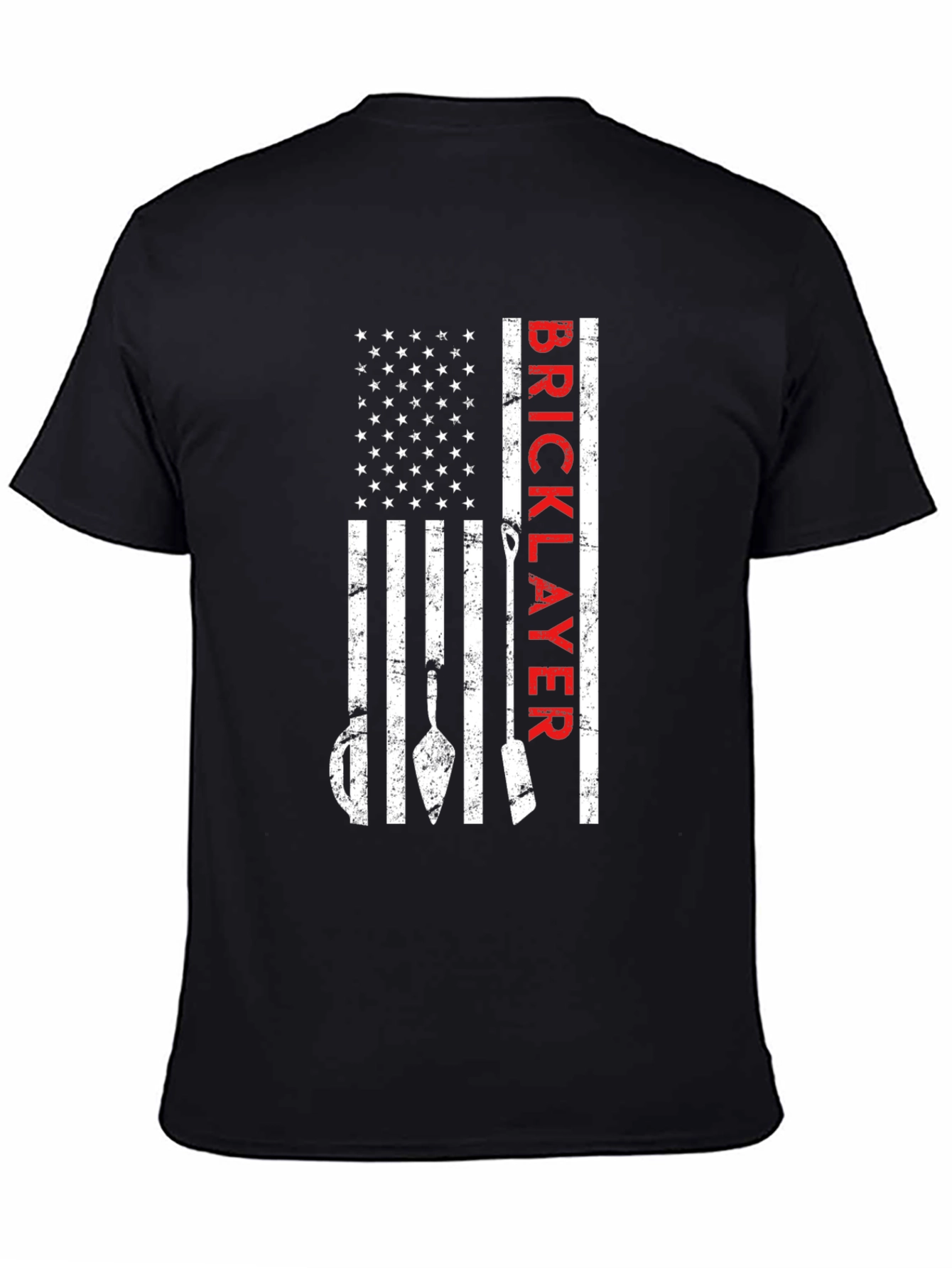 Black Bricklayer USA Flag T-Shirt - Patriotic Construction Tee view 4