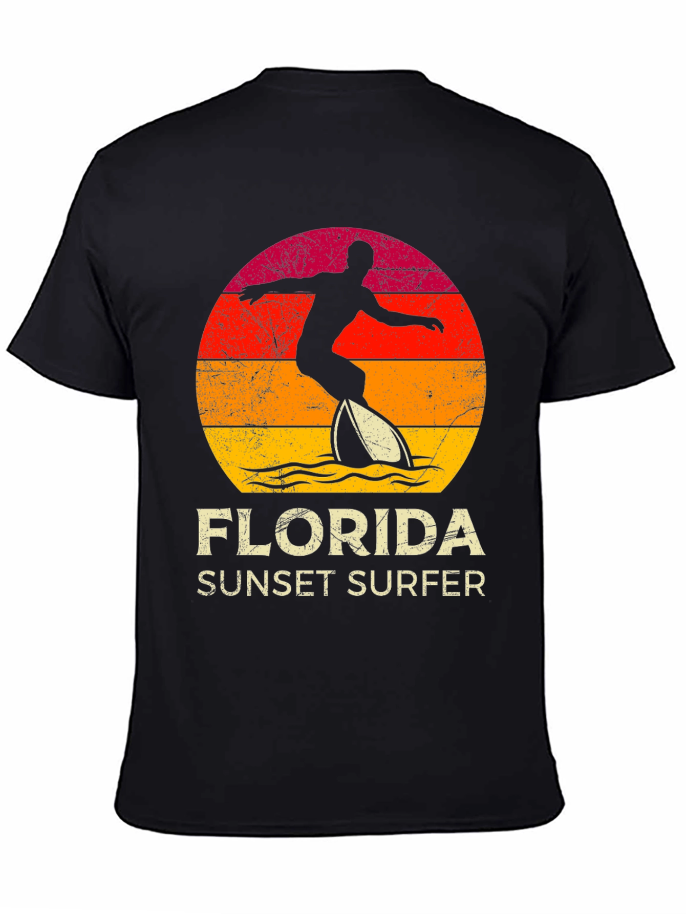 Black Florida Sunset Surfer Graphic Tee view 4