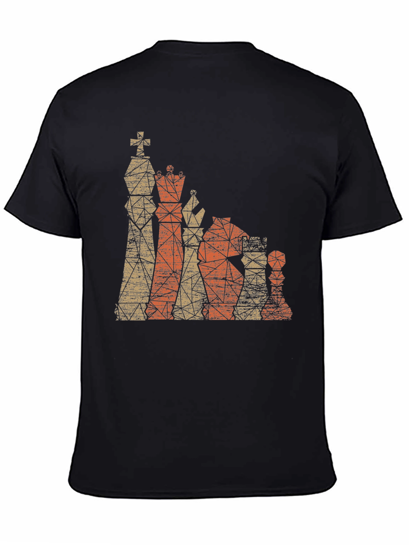 Black Geometric Chess Piece Graphic T-Shirt view 4