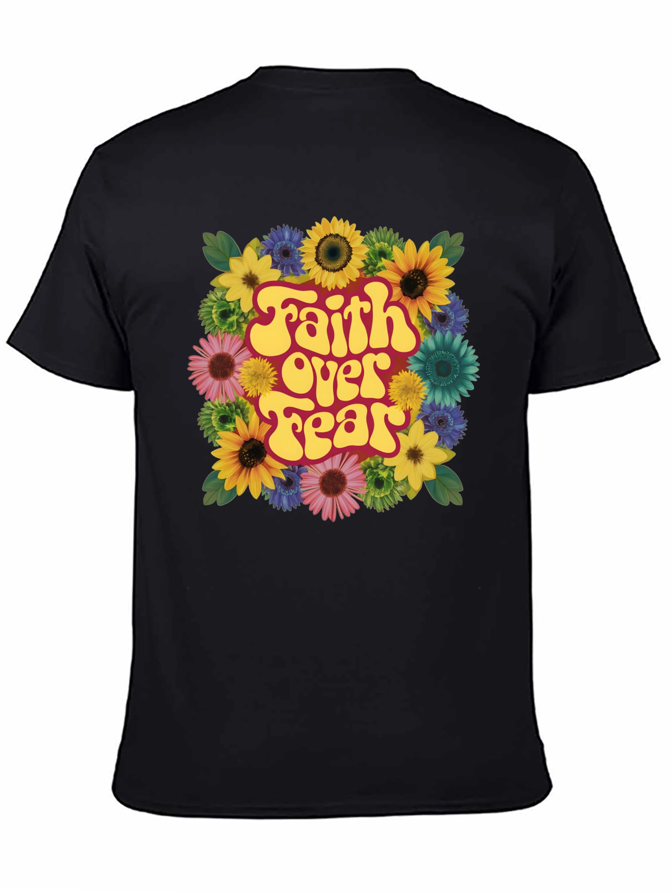 Black Faith Over Fear Floral T-Shirt view 4