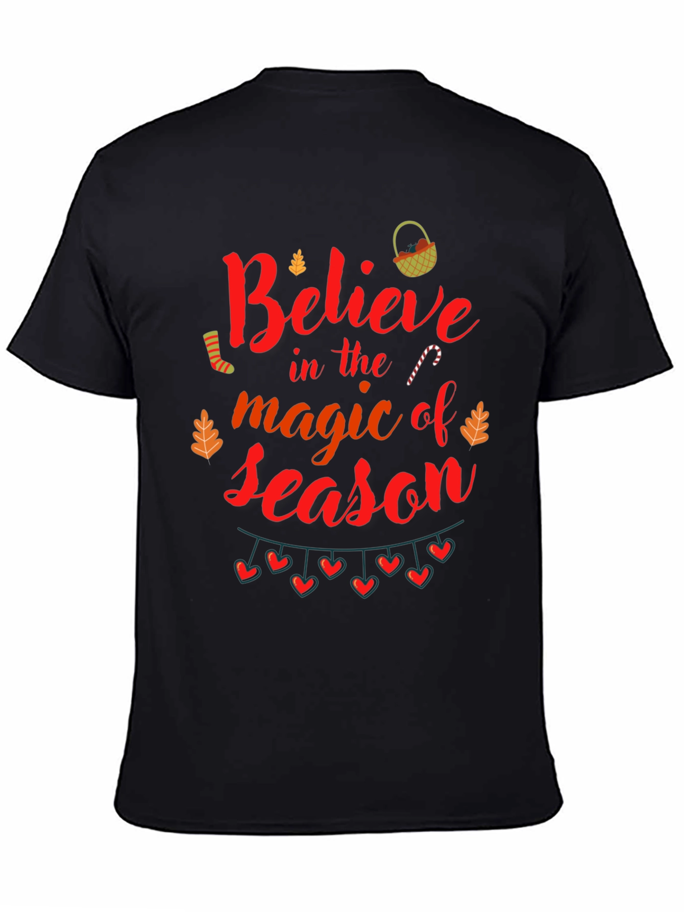 Black Believe Magic Season T-Shirt - Holiday Festive Tee view 4