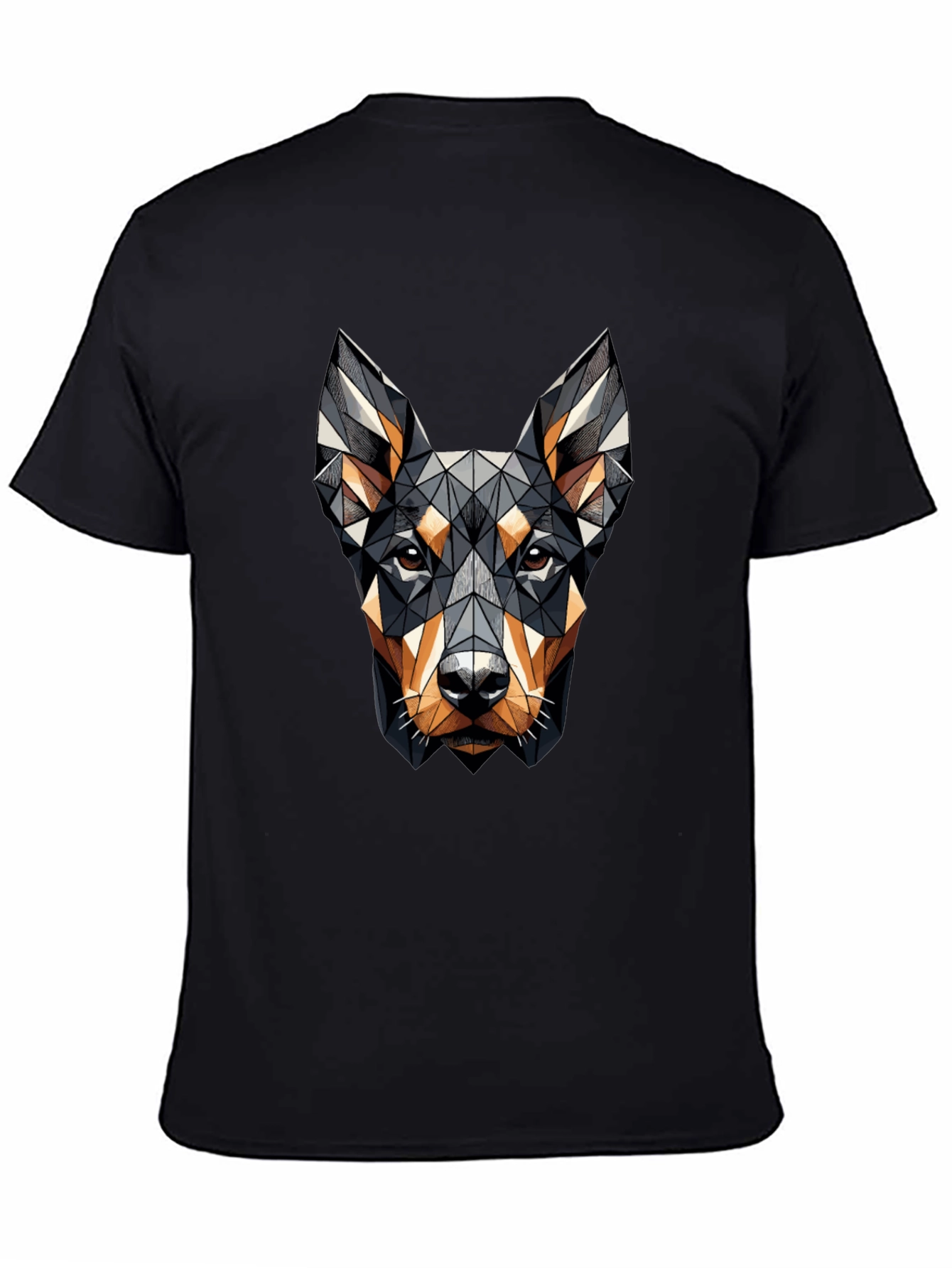 Black Geometric Dog Head Graphic Black T-Shirt view 4