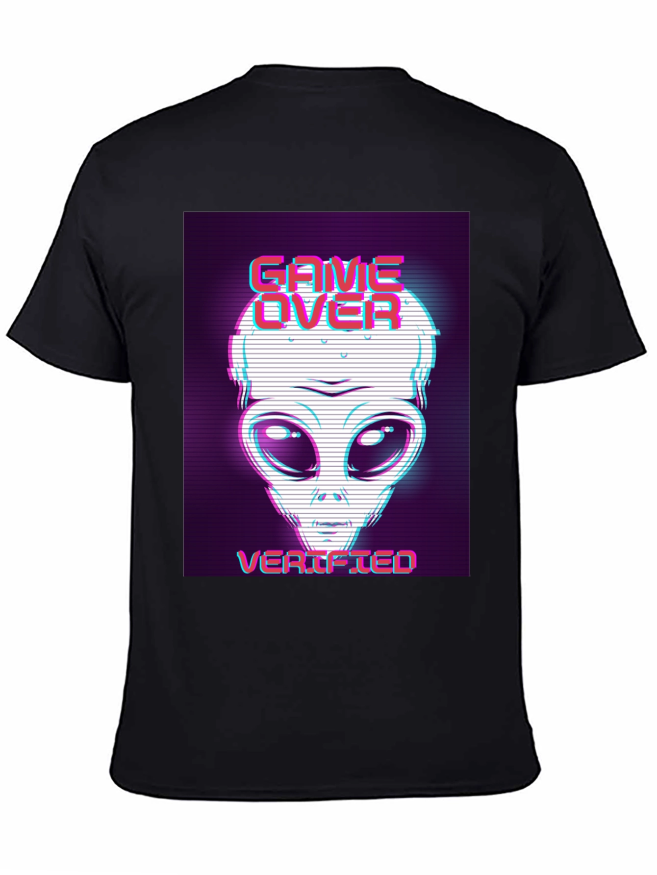Black Game Over Alien Verified Black Graphic Tee view 4
