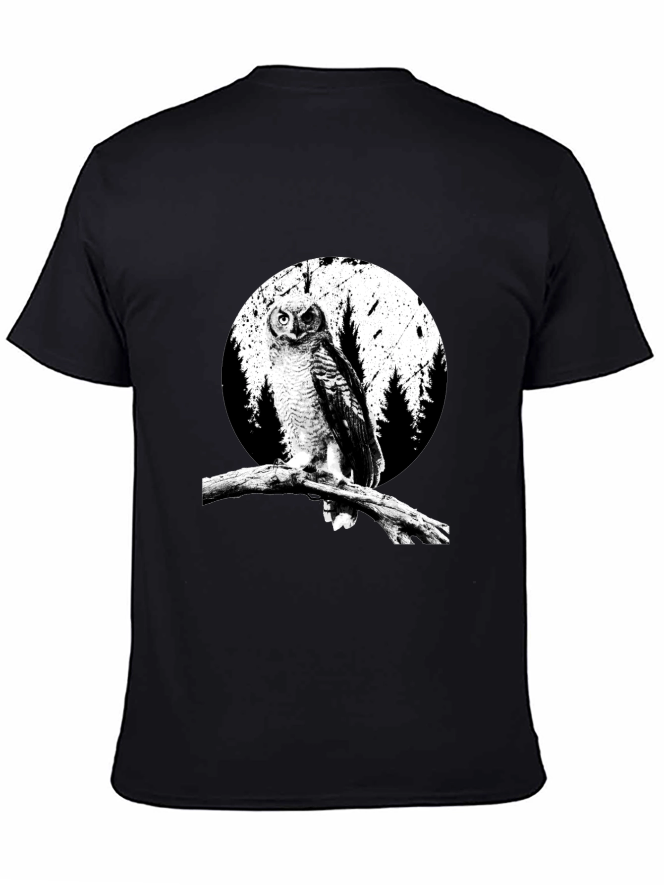 Black Owl Graphic Tee - Black Cotton T-Shirt view 4