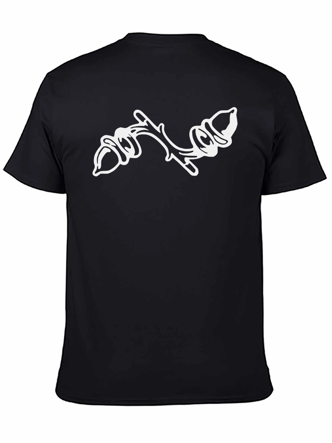 Black Black T-Shirt with Acorn Branch Design view 4