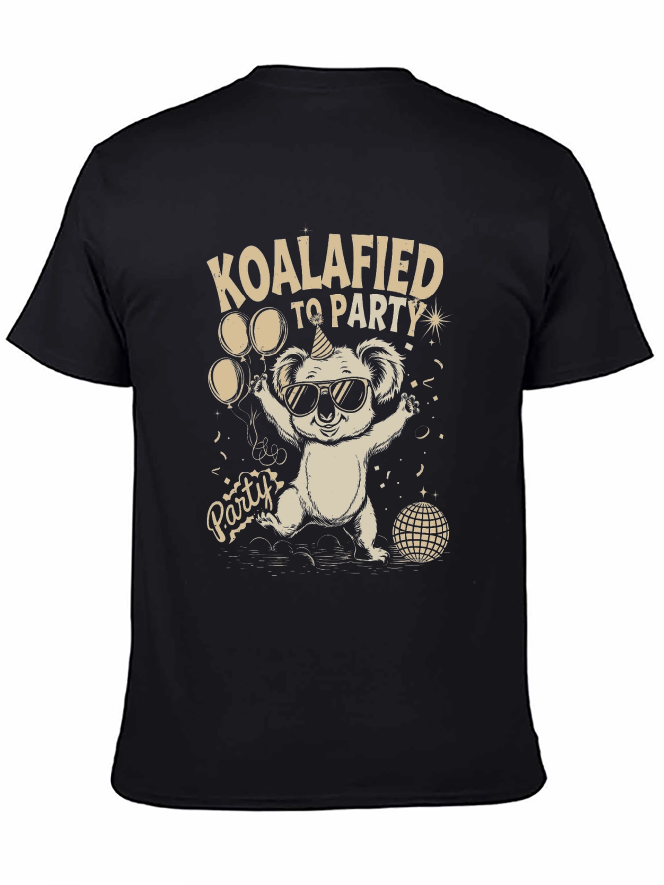 Black Koalafied to Party Graphic Tee - Fun Novelty T-Shirt view 4