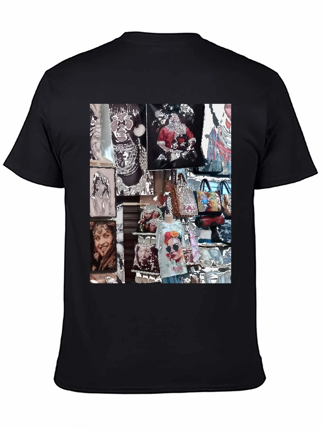 Black Artistic Collage Graphic Black T-Shirt view 4
