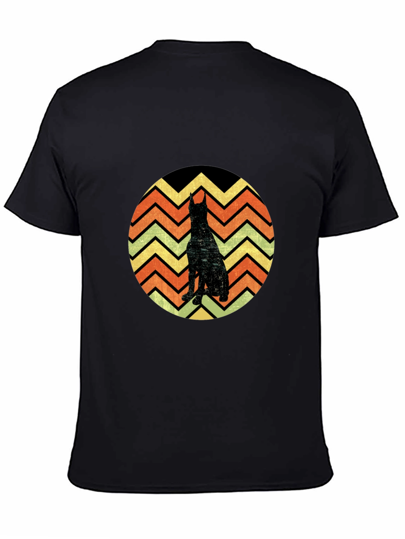 Black Doberman Silhouette Retro T-Shirt view 4