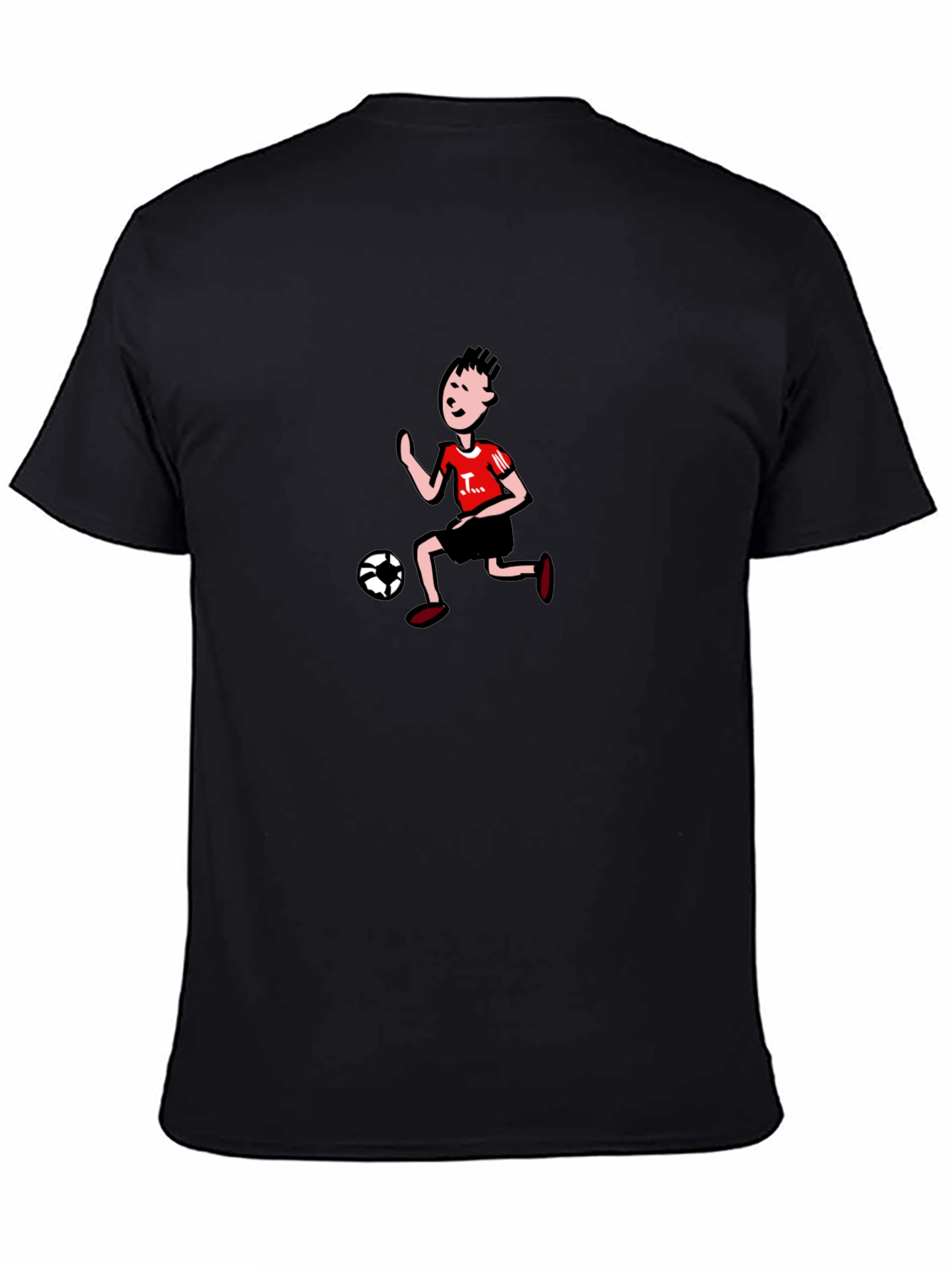 Black Cartoon Soccer Player Graphic Tee - Black view 4