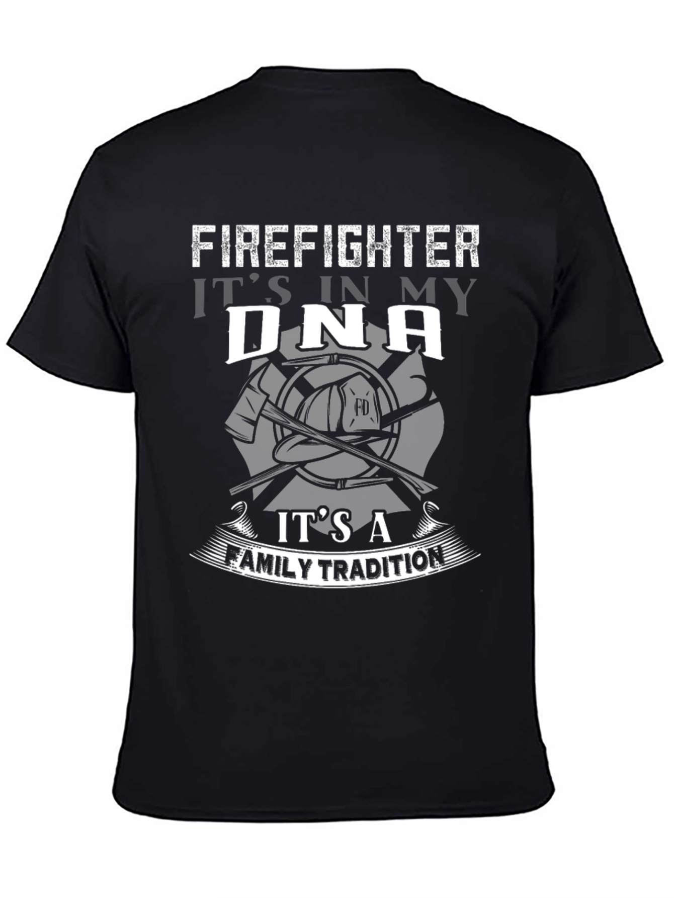 Black Firefighter DNA Family Tradition Graphic T-Shirt view 4