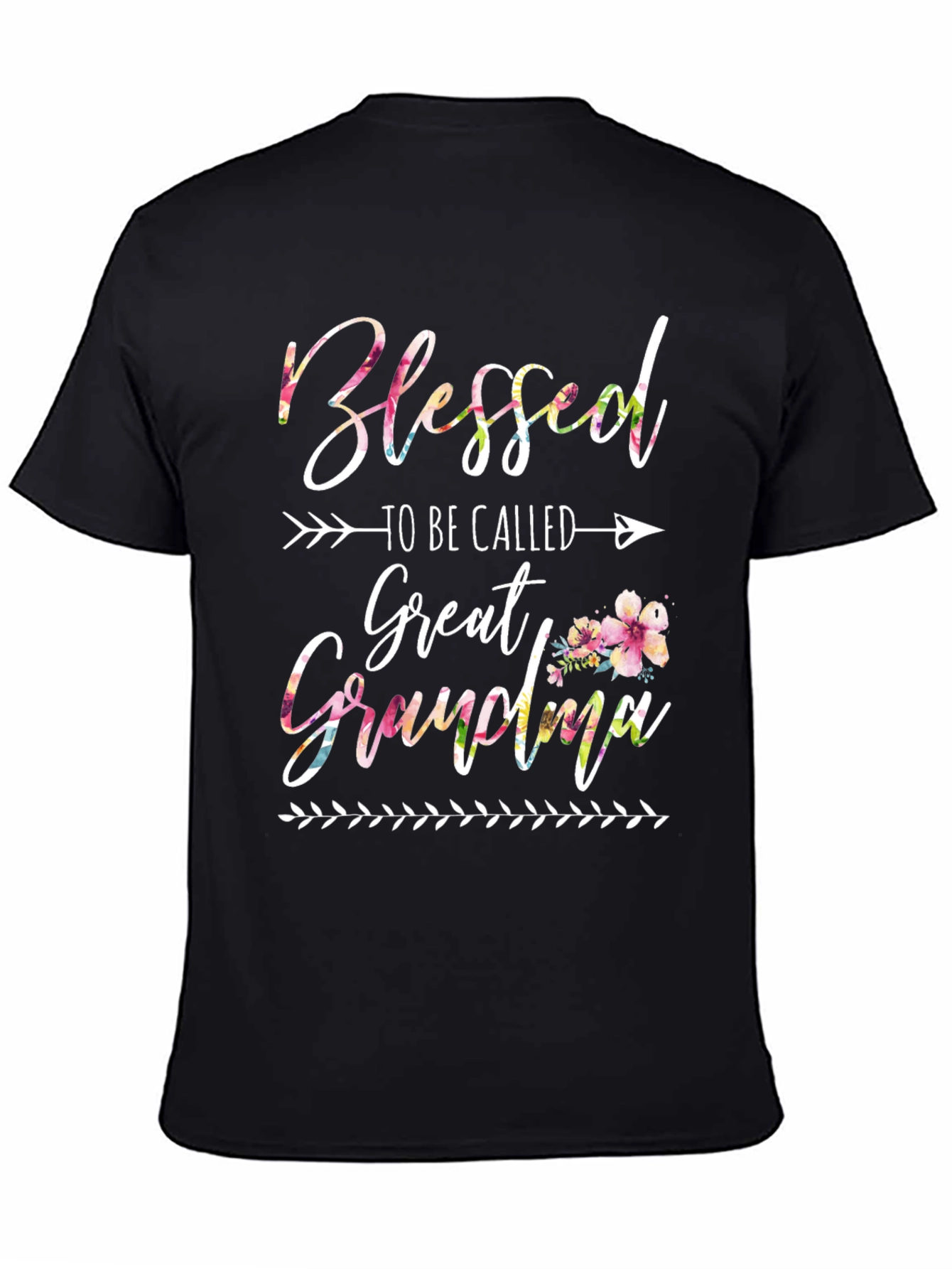 Black Blessed Great Grandma Floral T-Shirt view 4
