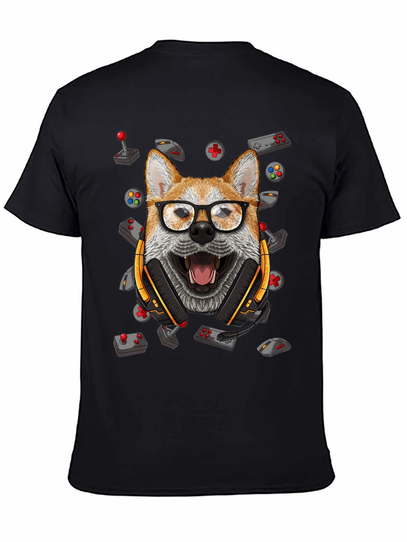 Black Gamer Dog T-Shirt - Playful Graphic Tee view 4