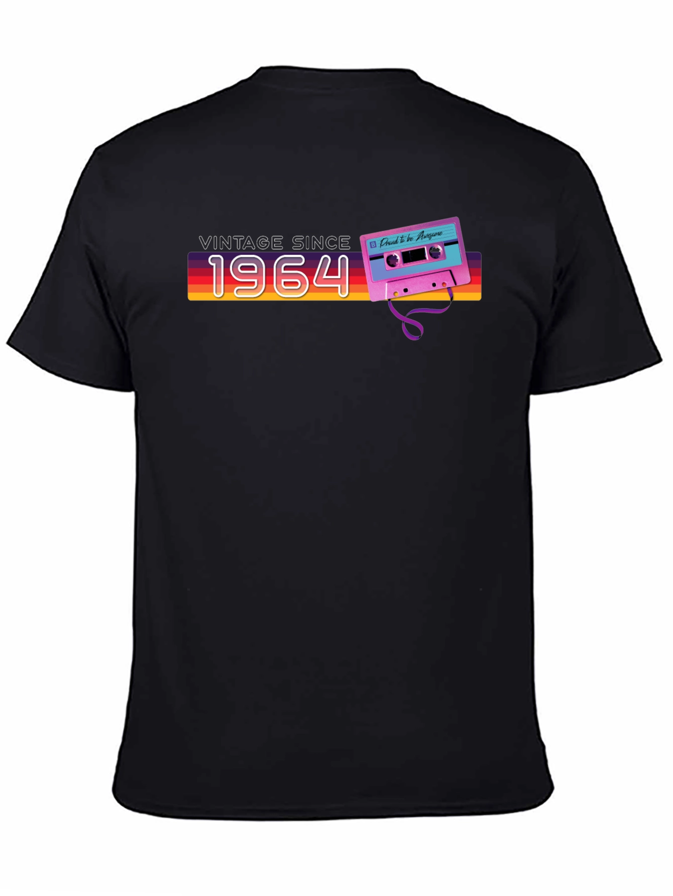 Black Vintage Since 1964 Cassette Tape T-Shirt view 4