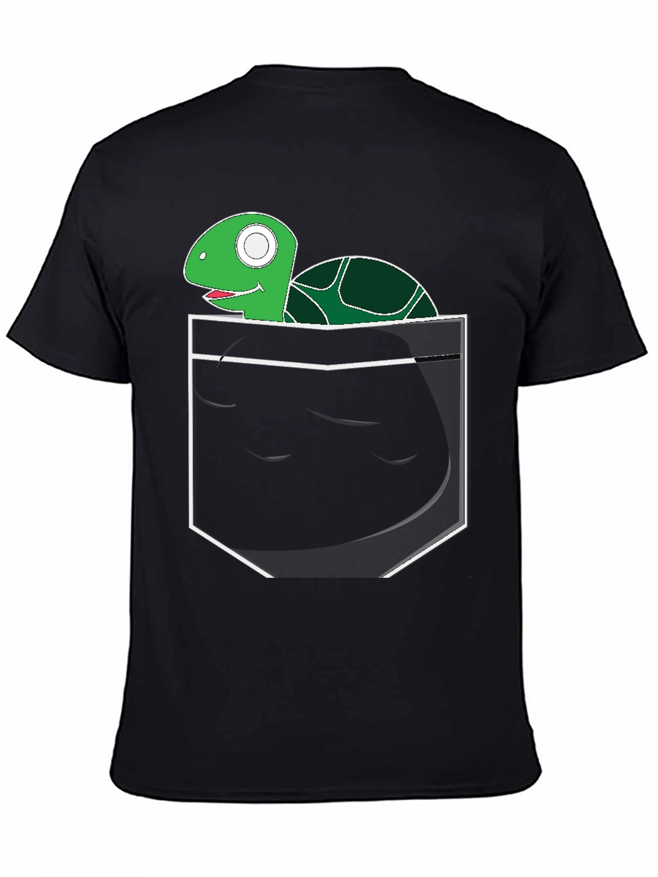 Black Turtle in Pocket Graphic Tee - Novelty Shirt view 4